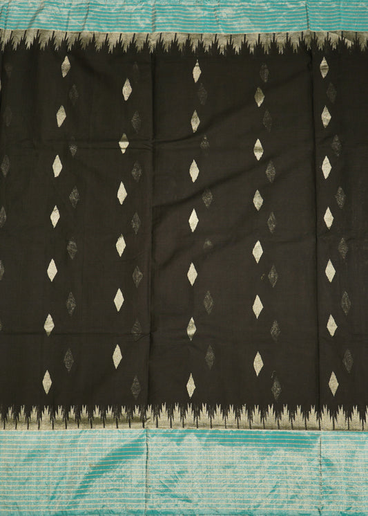 Black Ponduru Pallu Jamdani Pure Cotton Handloom Saree