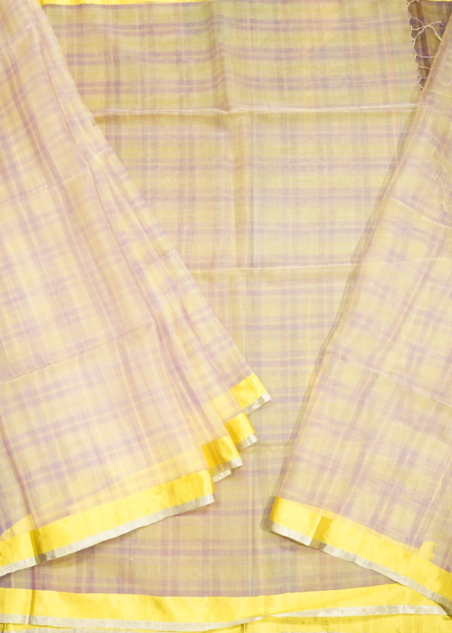 Yellow Bengal Pure Organza Handloom Saree