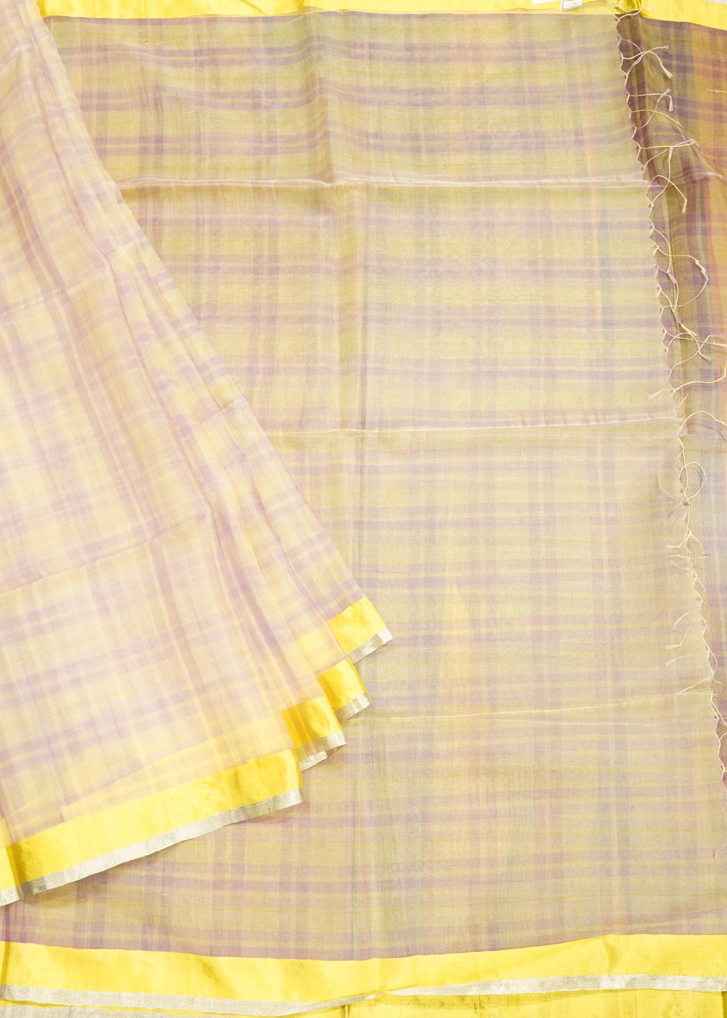Yellow Bengal Pure Organza Handloom Saree