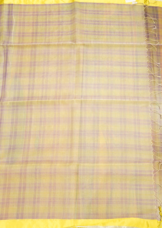 Yellow Bengal Pure Organza Handloom Saree