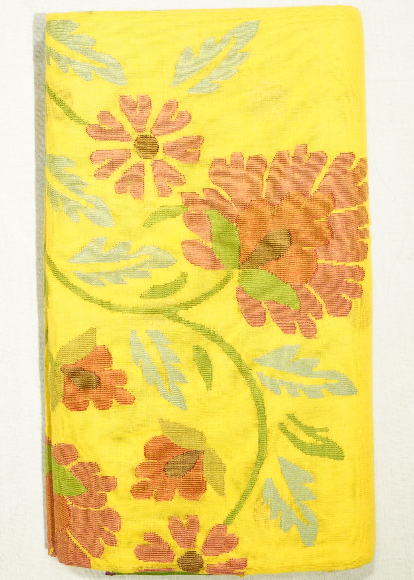 Yellow Ponduru Buti Jamdani Pure Cotton Handloom Saree