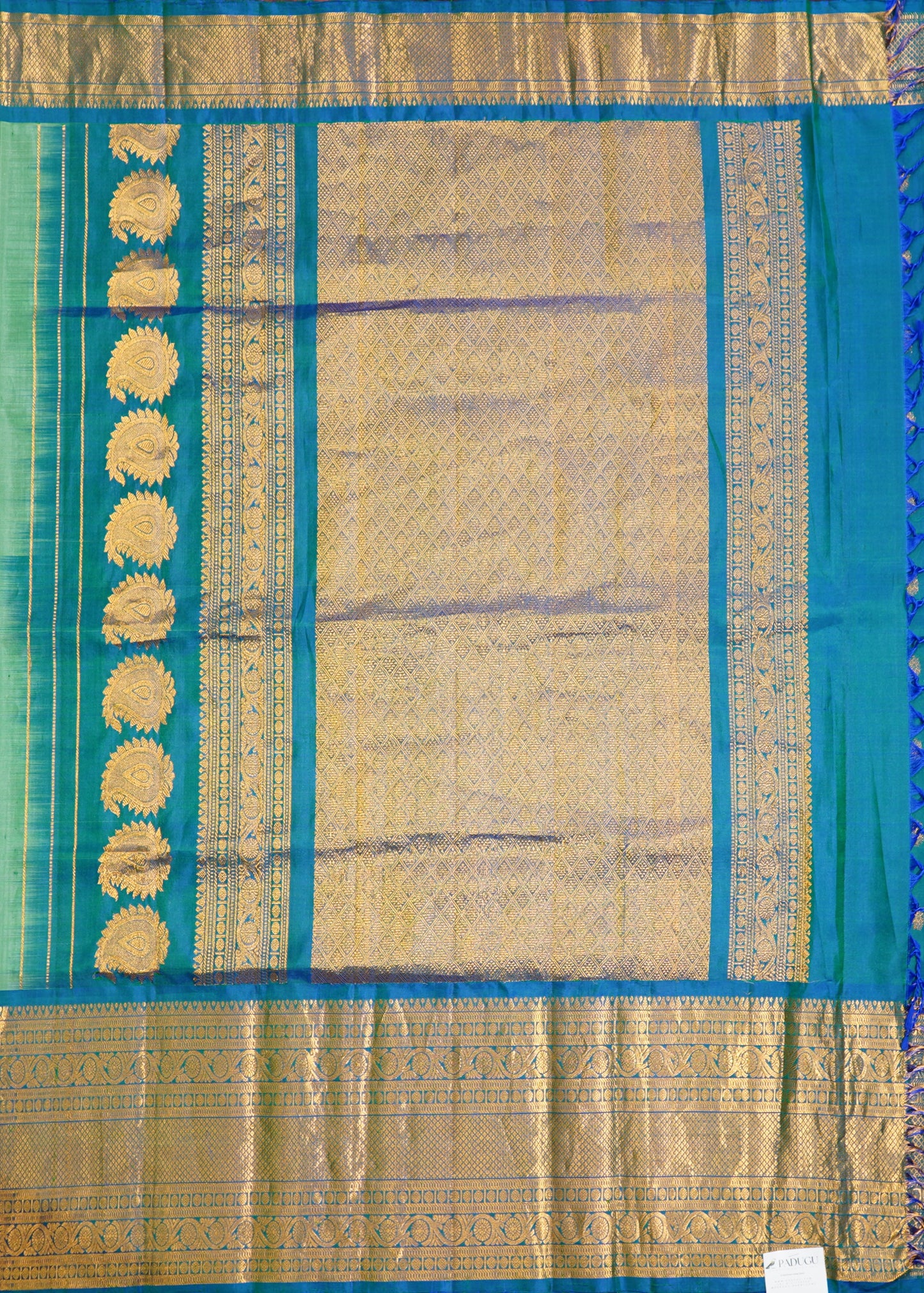 Rama Green Gadwal Zari Buti Pure Silk Handloom Saree