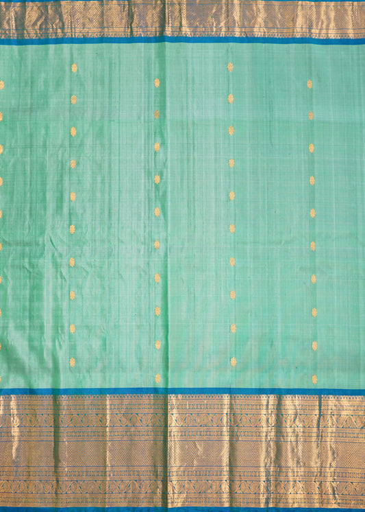 Rama Green Gadwal Zari Buti Pure Silk Handloom Saree