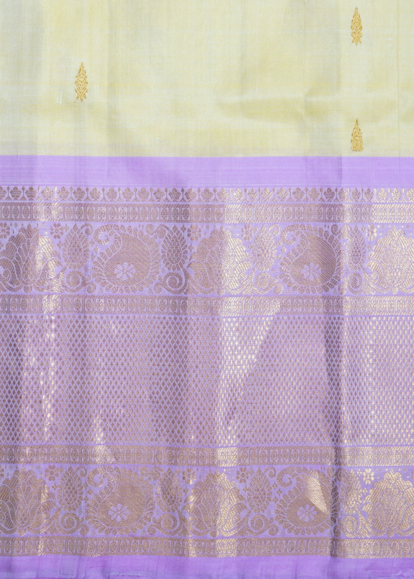 Yellow Gadwal Zari Buti Pure Silk Handloom Saree