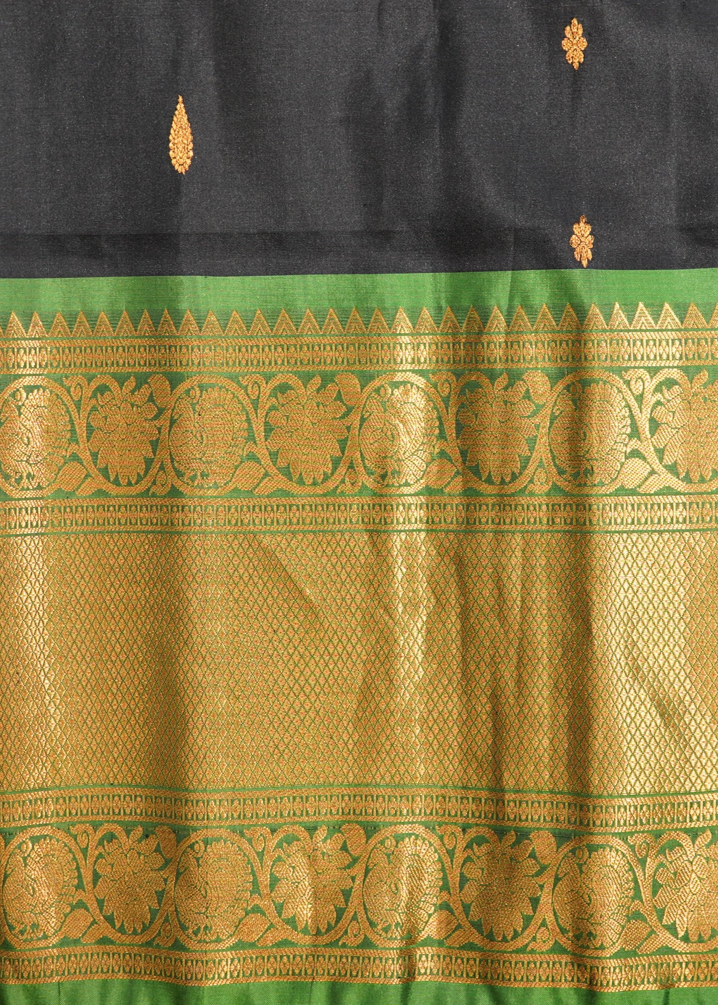 Black Gadwal Zari Buti Pure Silk Handloom Saree