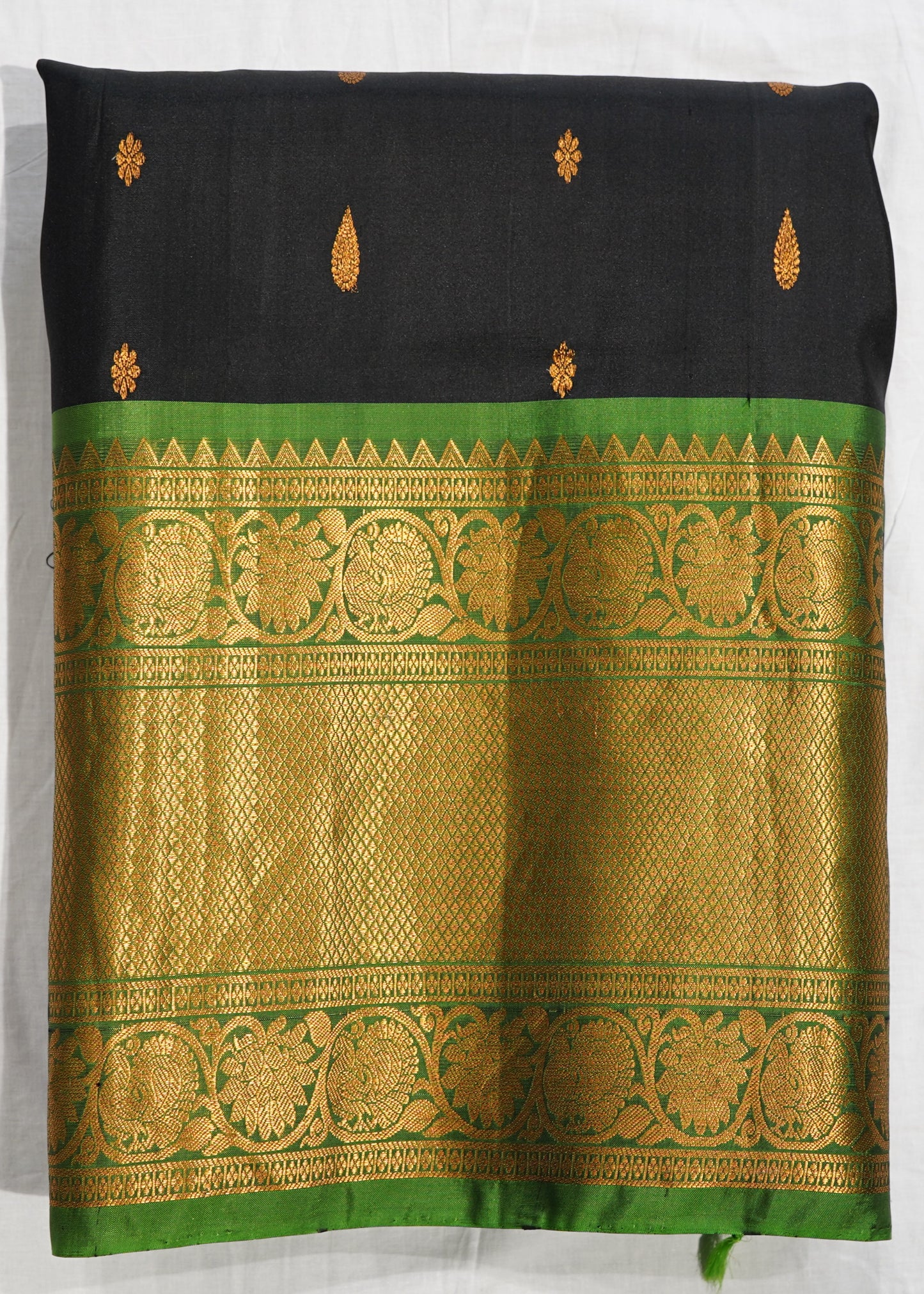 Black Gadwal Zari Buti Pure Silk Handloom Saree