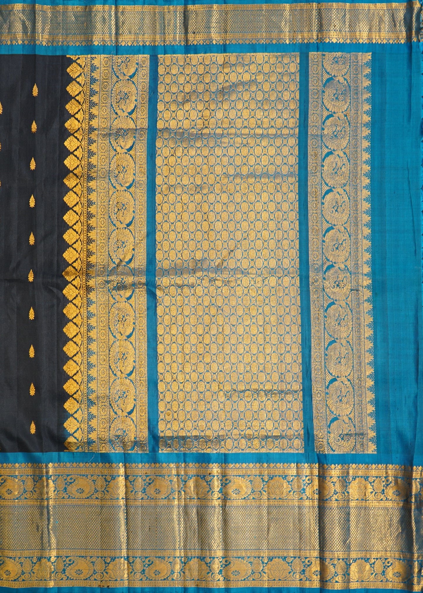 Black Gadwal Zari Buti Pure Silk Handloom Saree