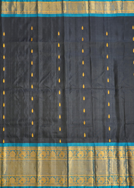Black Gadwal Zari Buti Pure Silk Handloom Saree