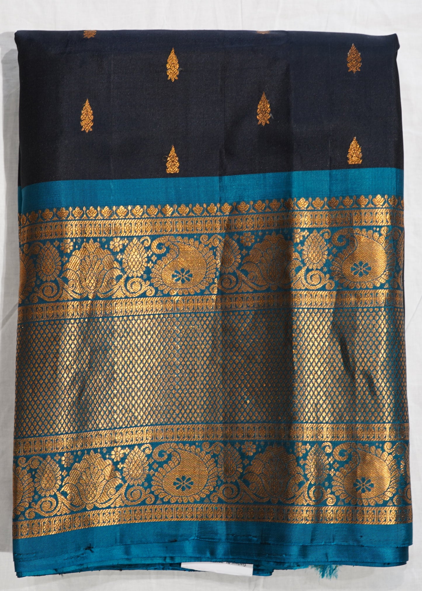 Black Gadwal Zari Buti Pure Silk Handloom Saree
