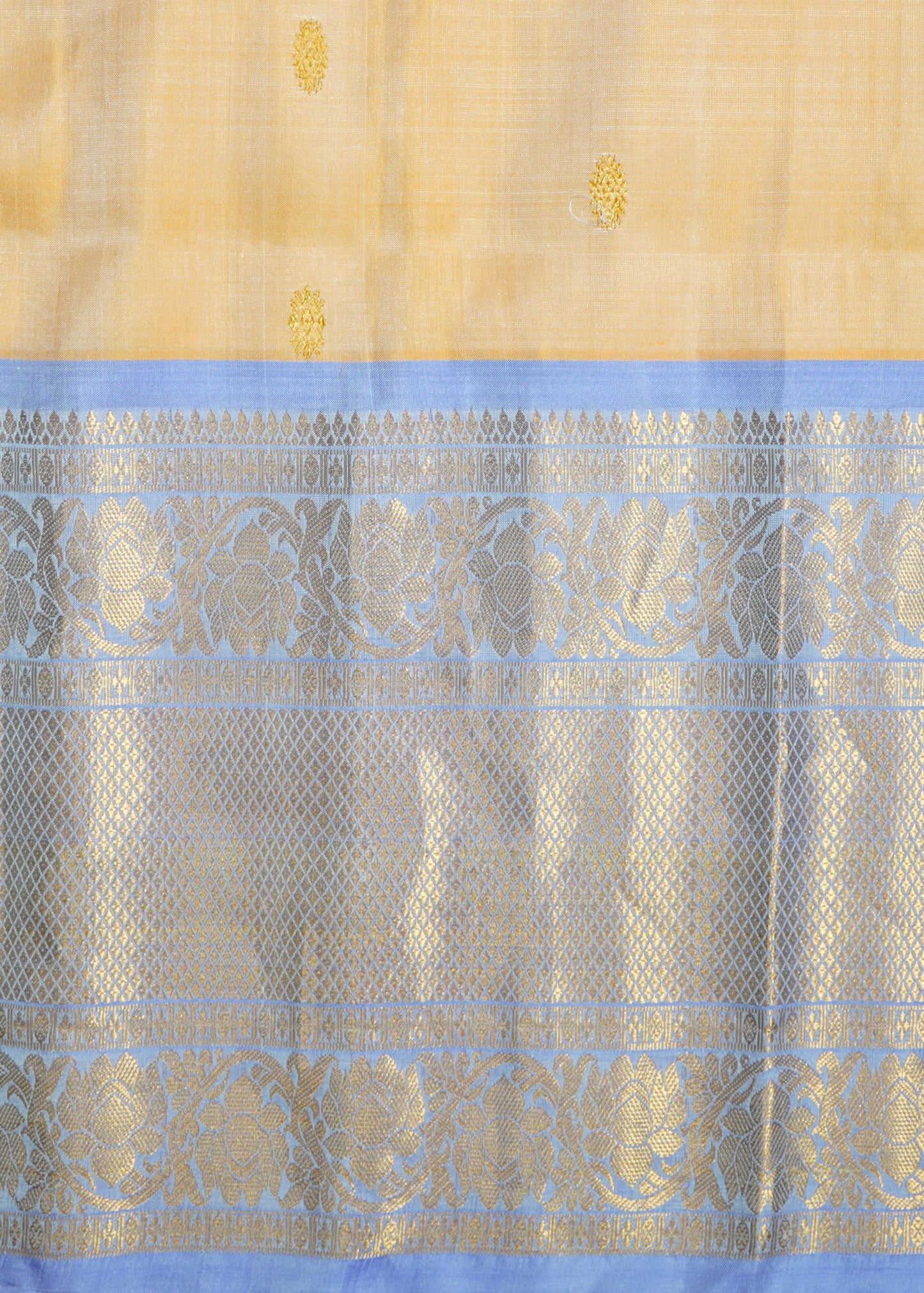 Apricot Gadwal Zari Buti Pure Silk Handloom Saree