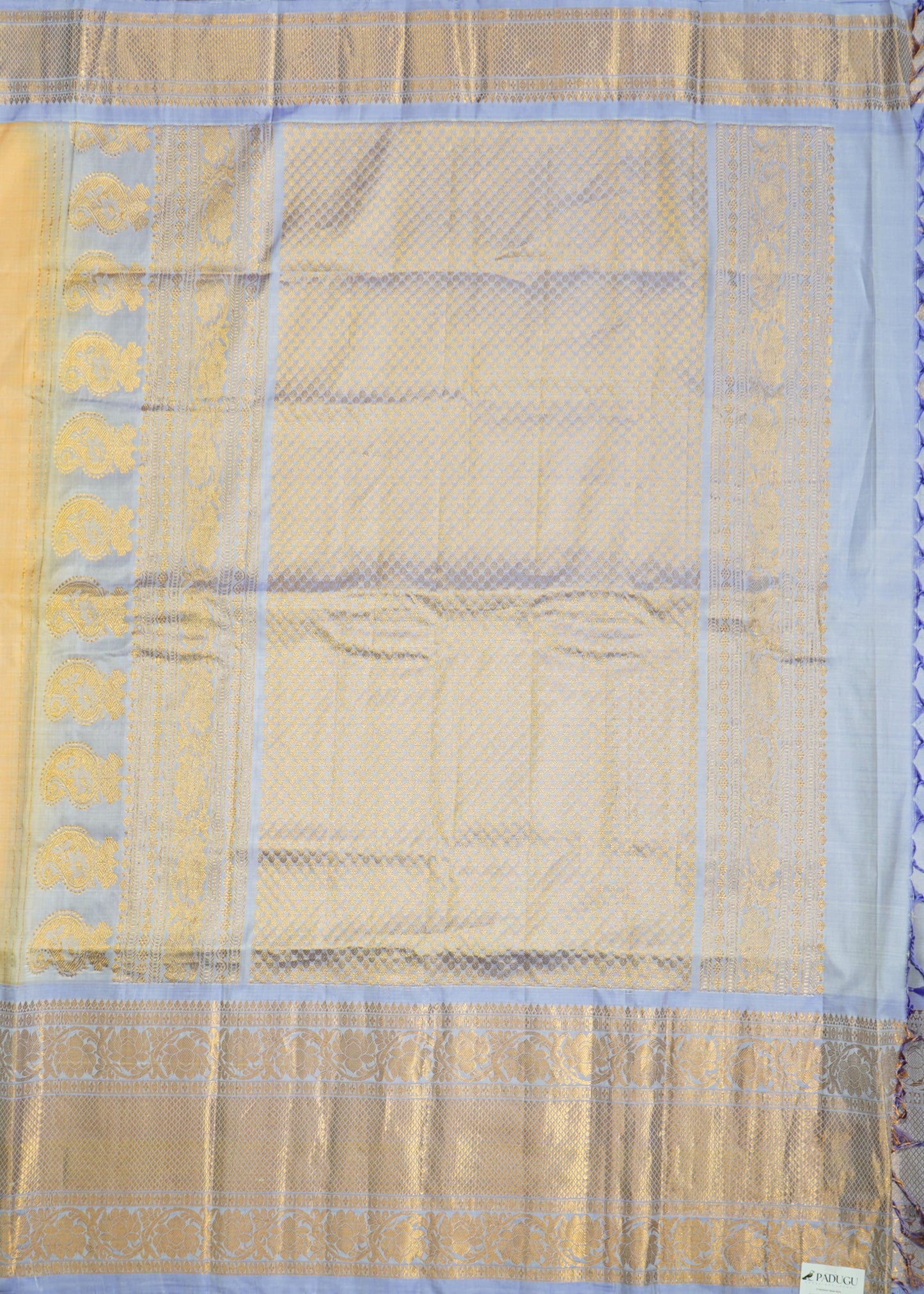 Apricot Gadwal Zari Buti Pure Silk Handloom Saree