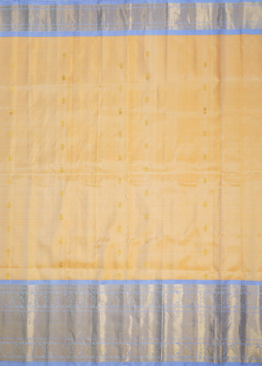 Apricot Gadwal Zari Buti Pure Silk Handloom Saree