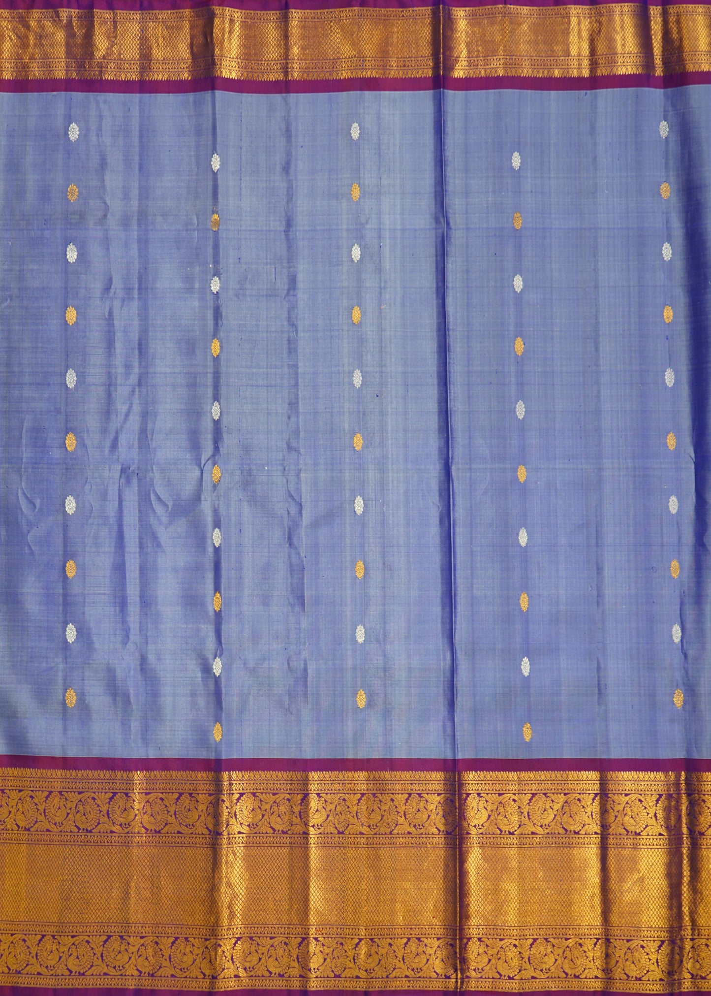 Light Violet Gadwal Zari Buti Pure Silk Handloom Saree