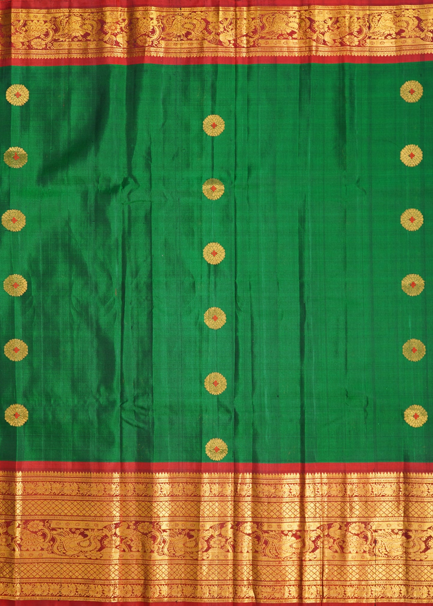 Green Gadwal Zari Buti Pure Silk Handloom Saree