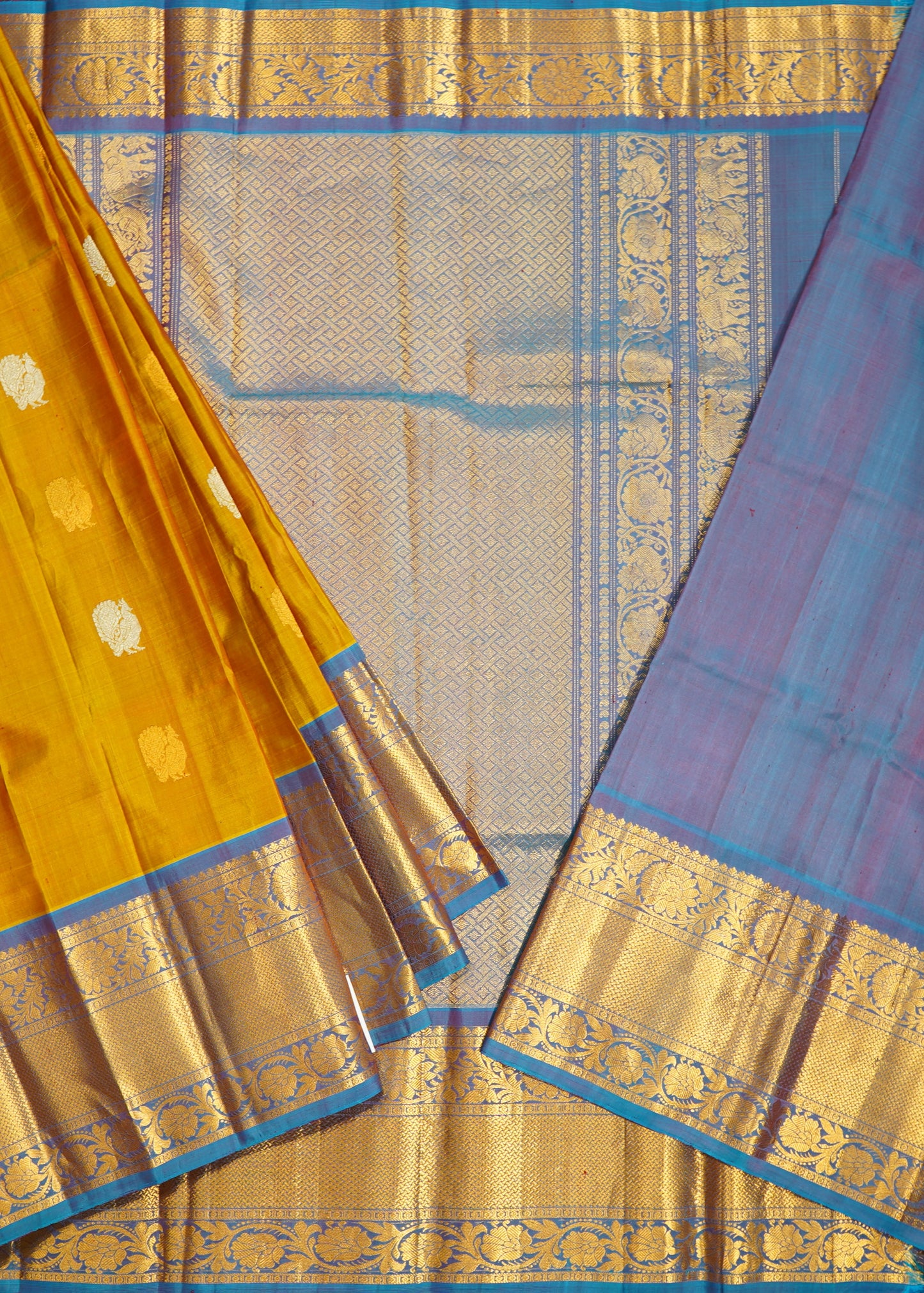 Light Brown Gadwal Zari Buti Pure Silk Handloom Saree