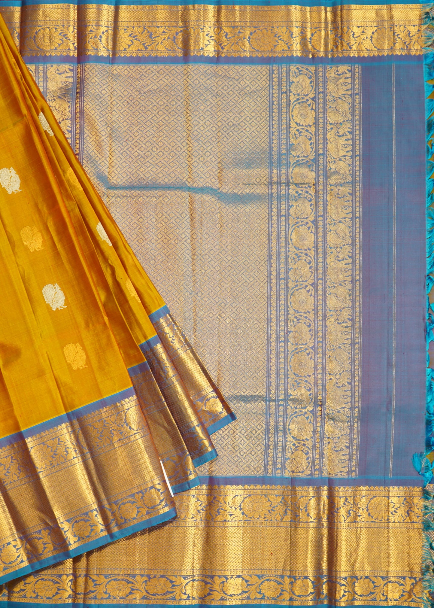 Light Brown Gadwal Zari Buti Pure Silk Handloom Saree