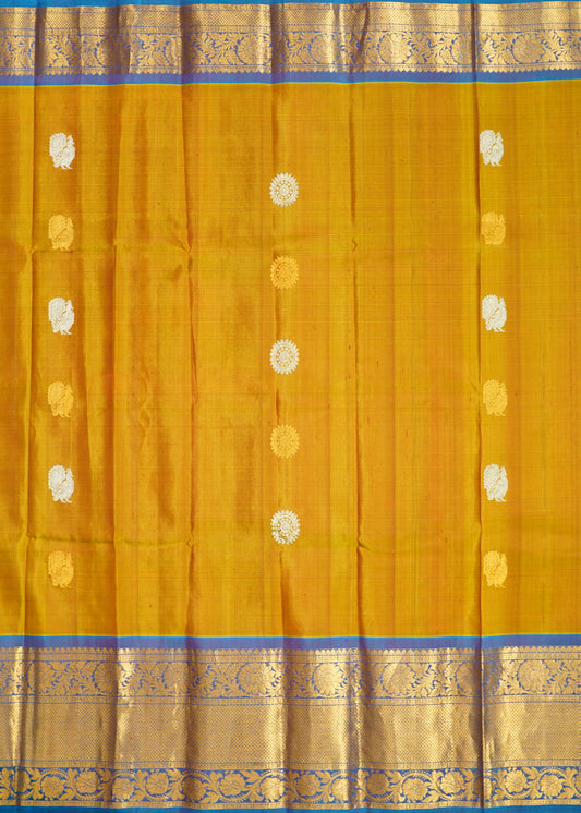 Light Brown Gadwal Zari Buti Pure Silk Handloom Saree