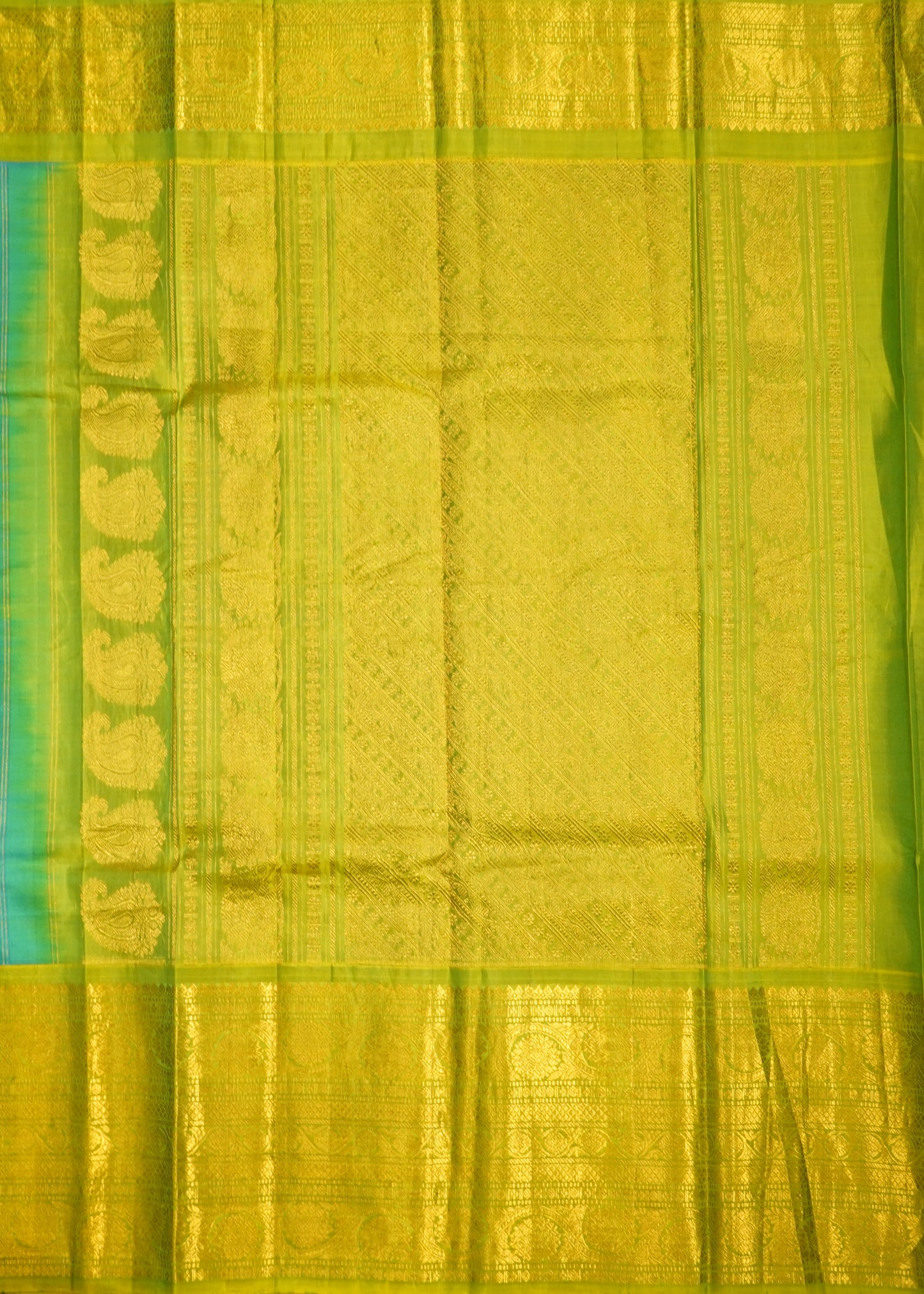 Rama Blue Gadwal Checks Zari Buti Pure Silk Handloom Saree
