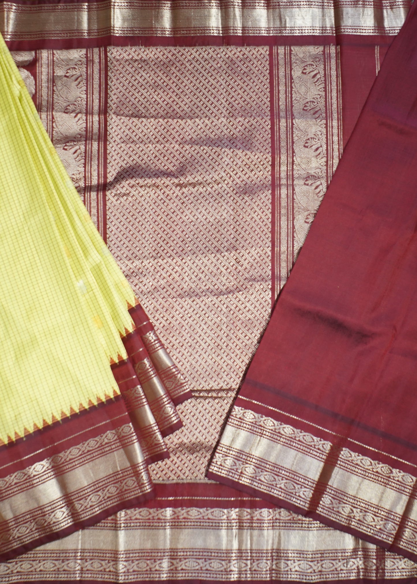 Light Green Gadwal Zari Buti Pure Silk Handloom Saree