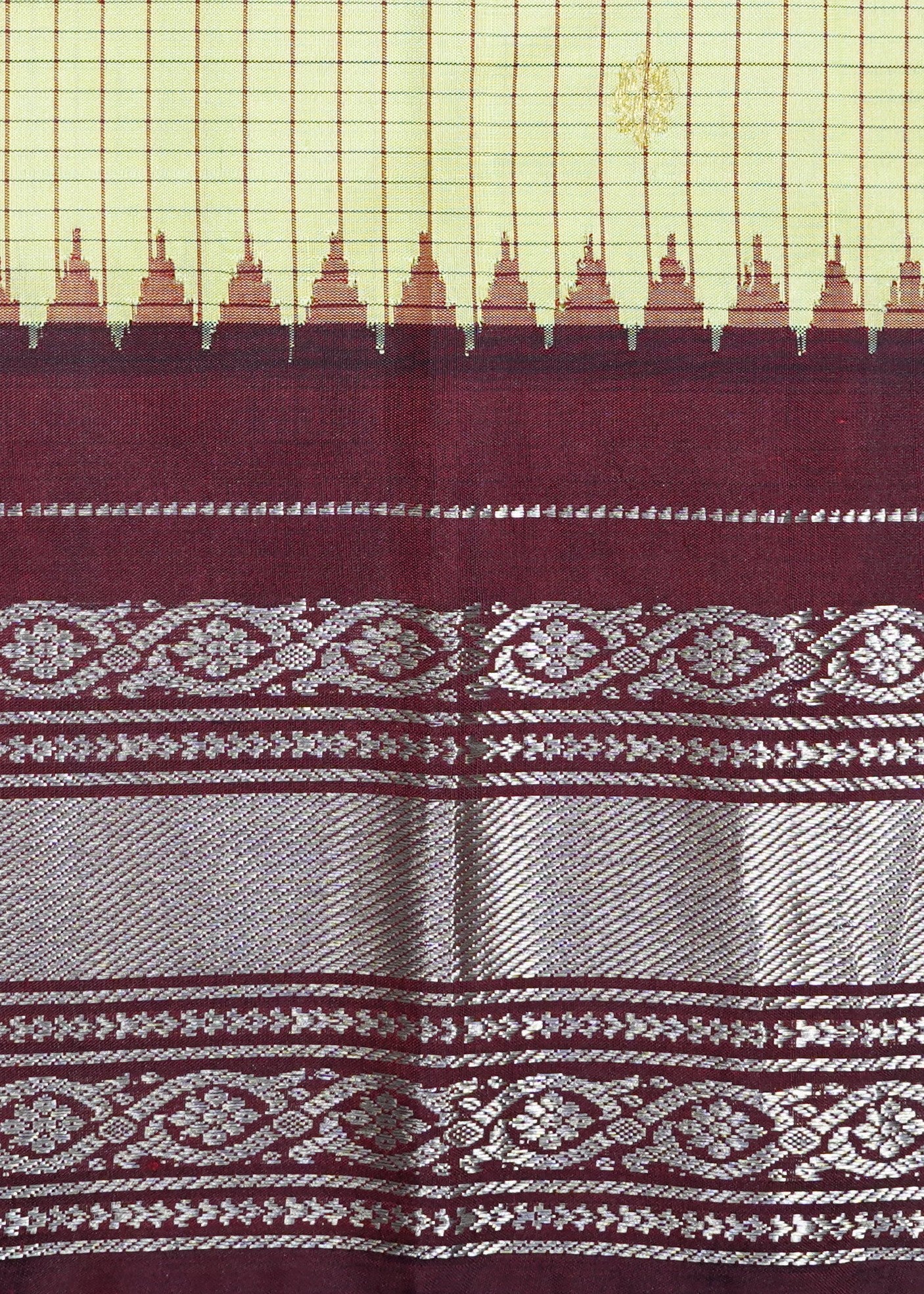 Light Green Gadwal Zari Buti Pure Silk Handloom Saree