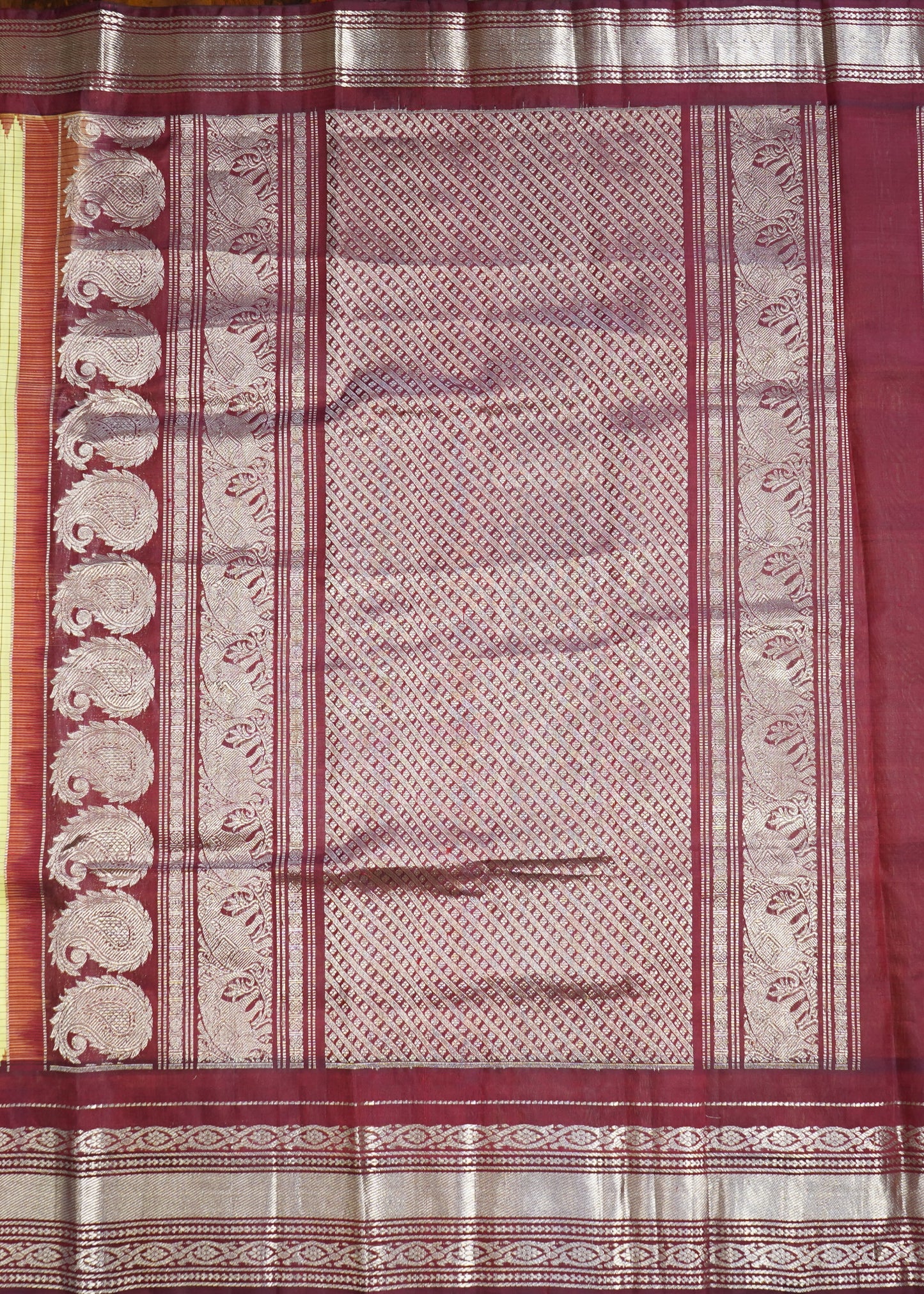 Light Green Gadwal Zari Buti Pure Silk Handloom Saree