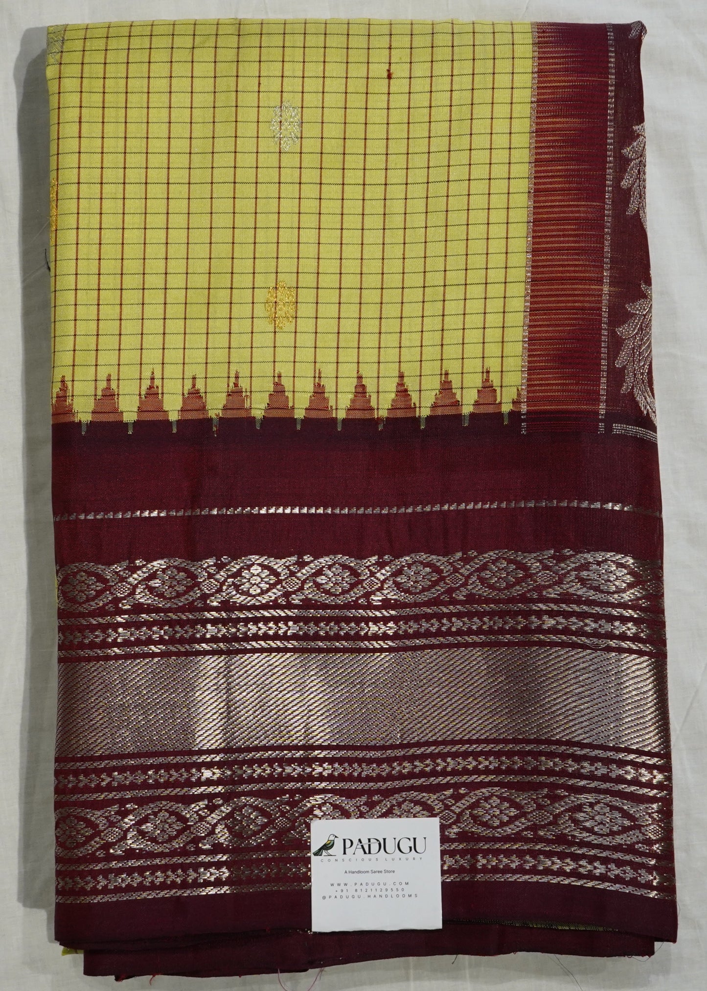 Light Green Gadwal Zari Buti Pure Silk Handloom Saree