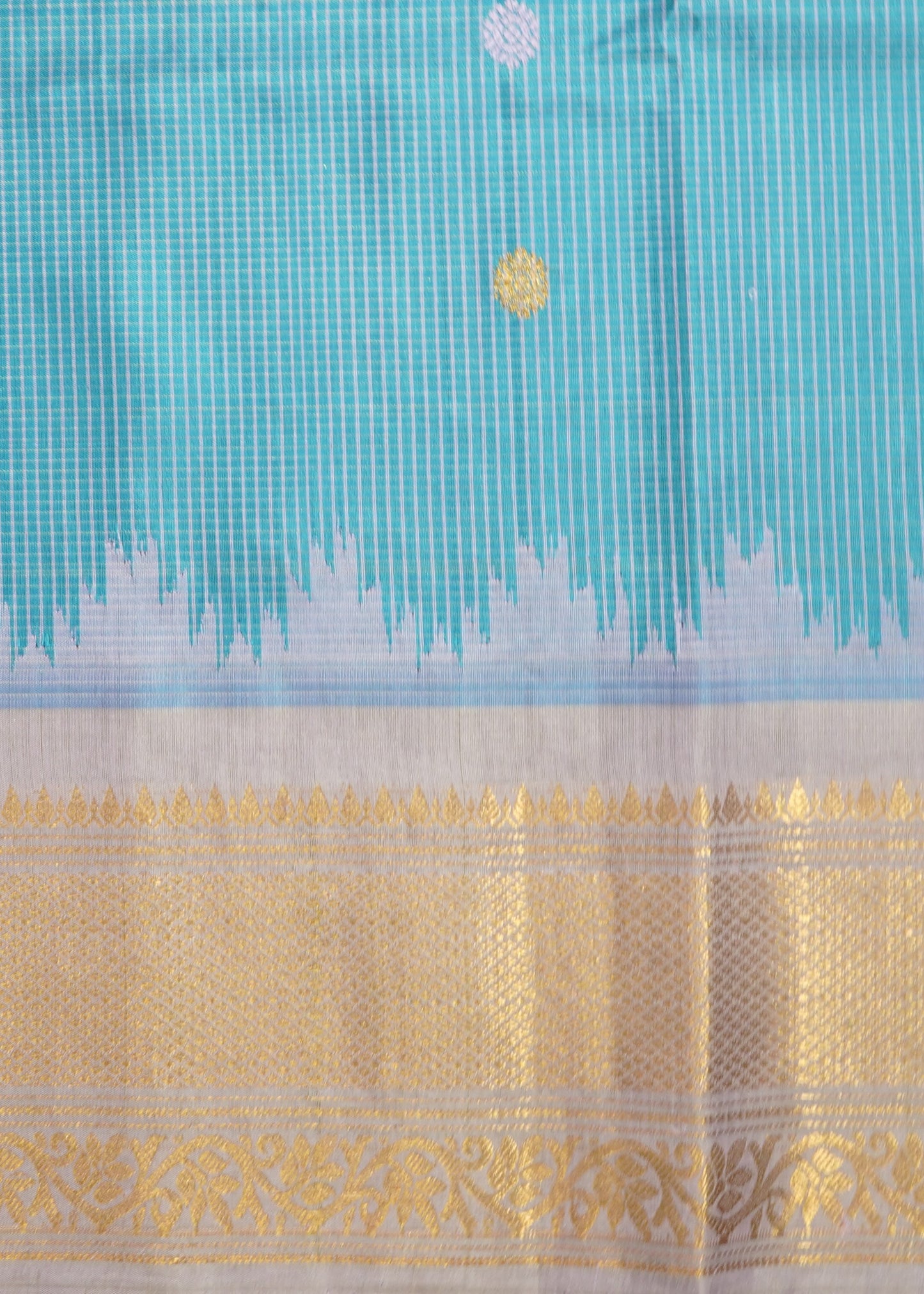 Blue Gadwal Checks Zari Buti Pure Silk Handloom Saree
