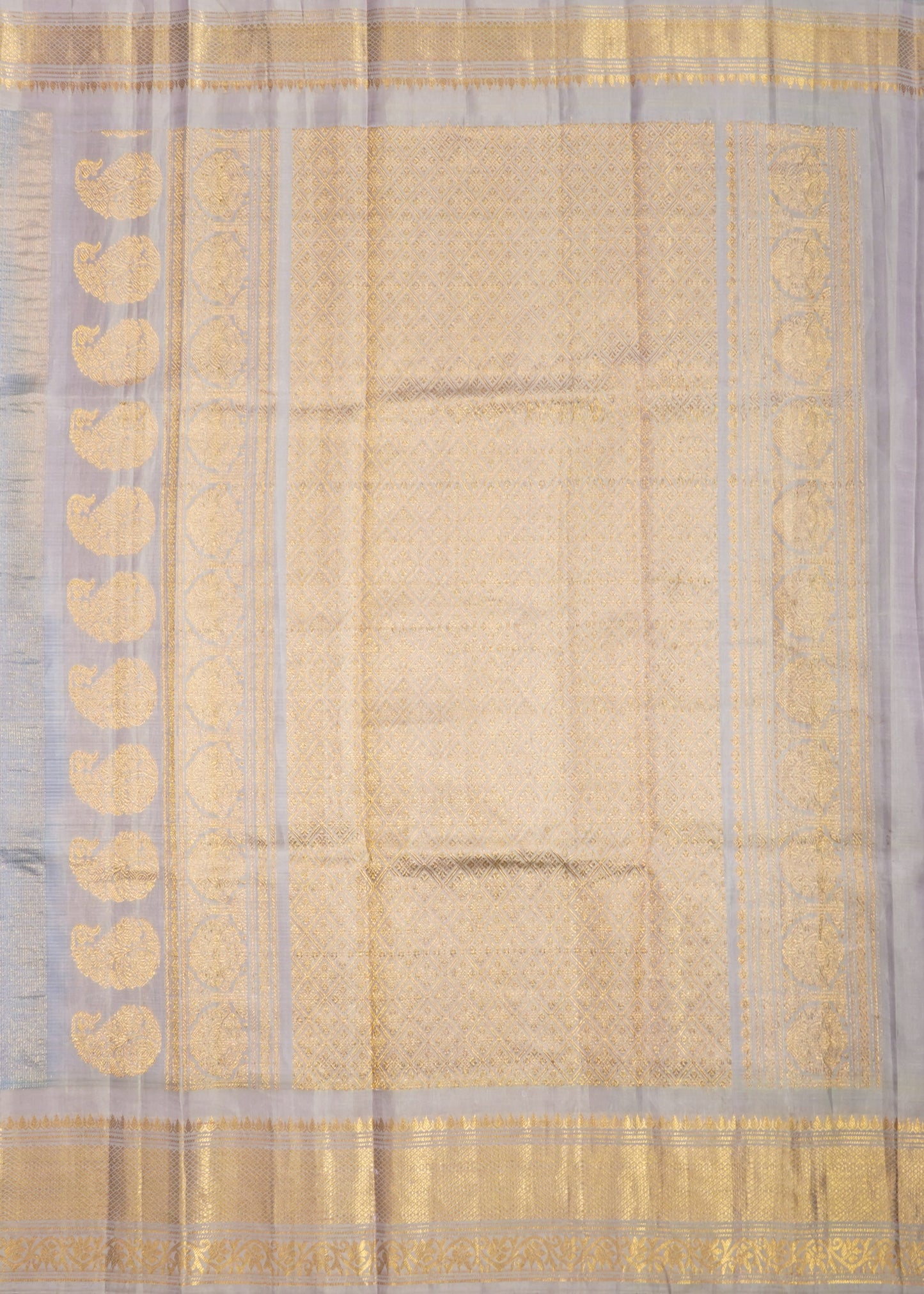 Blue Gadwal Checks Zari Buti Pure Silk Handloom Saree