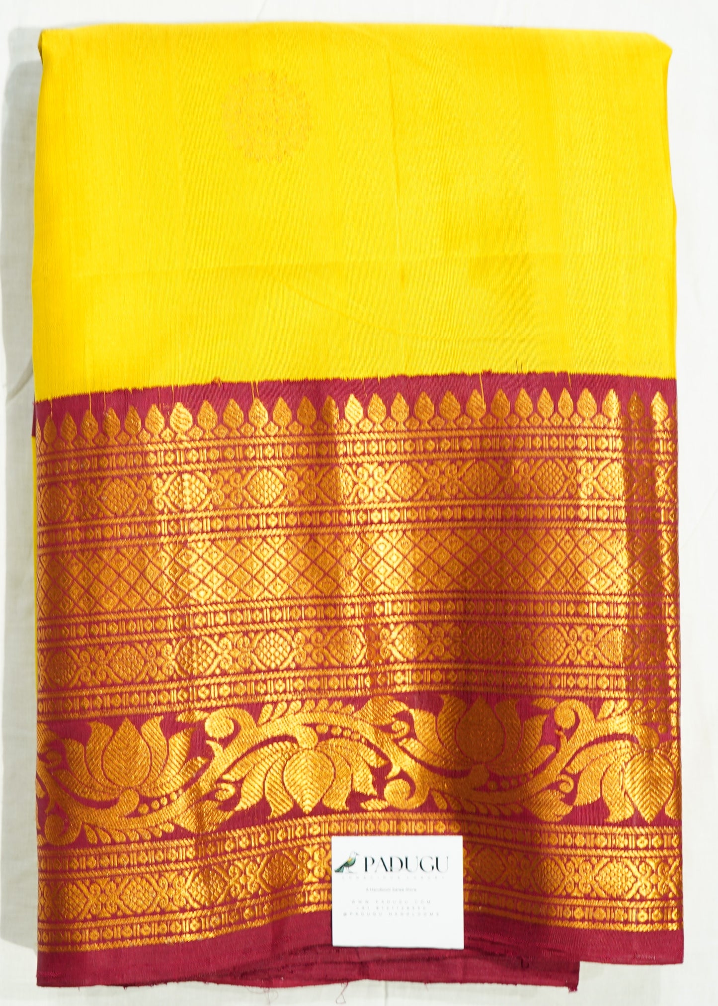 Yellow Gold Gadwal Zari Buti Pure Silk Handloom Saree