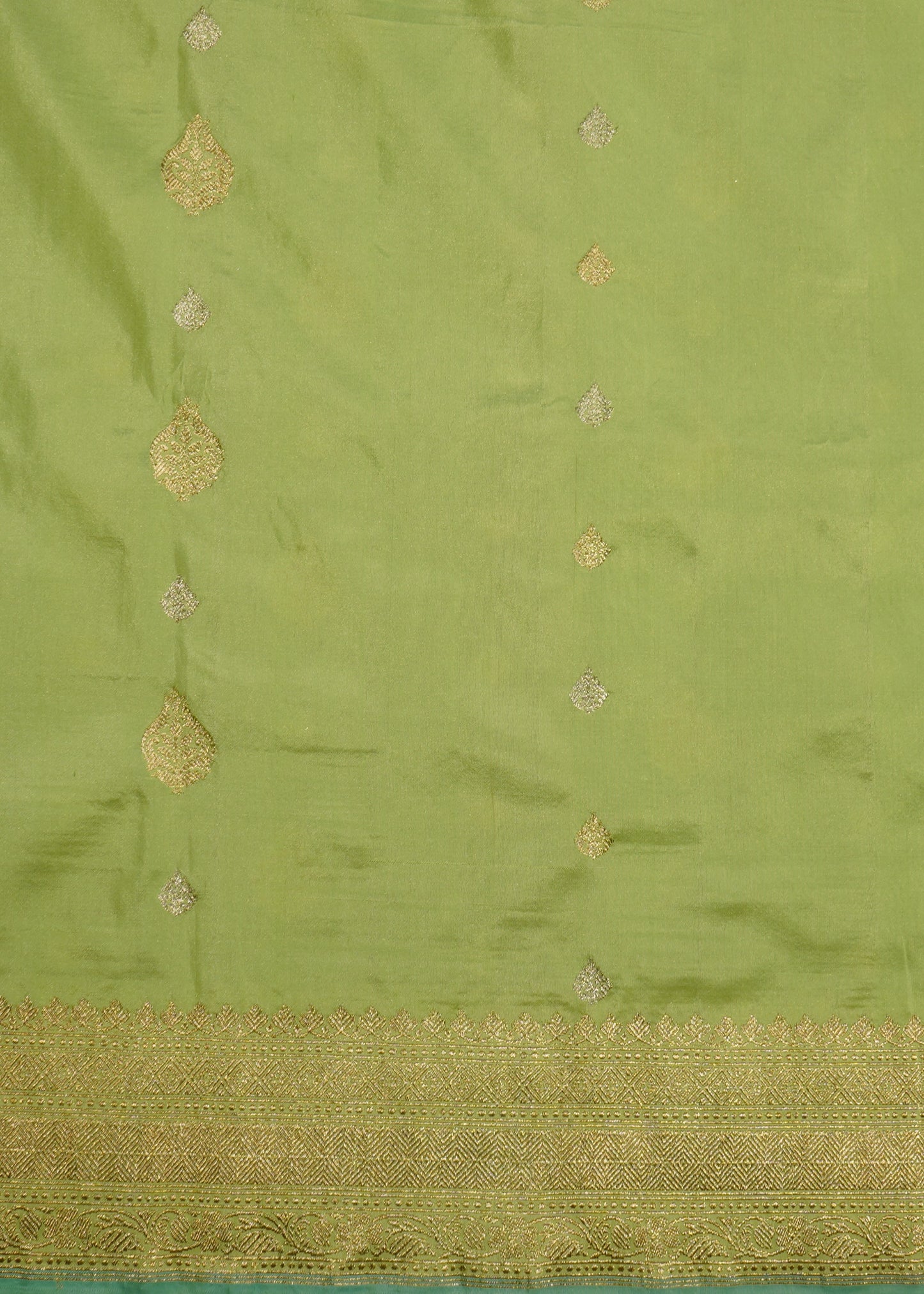 Parrot Green Banaras All over Zari Pure Silk Handloom Saree