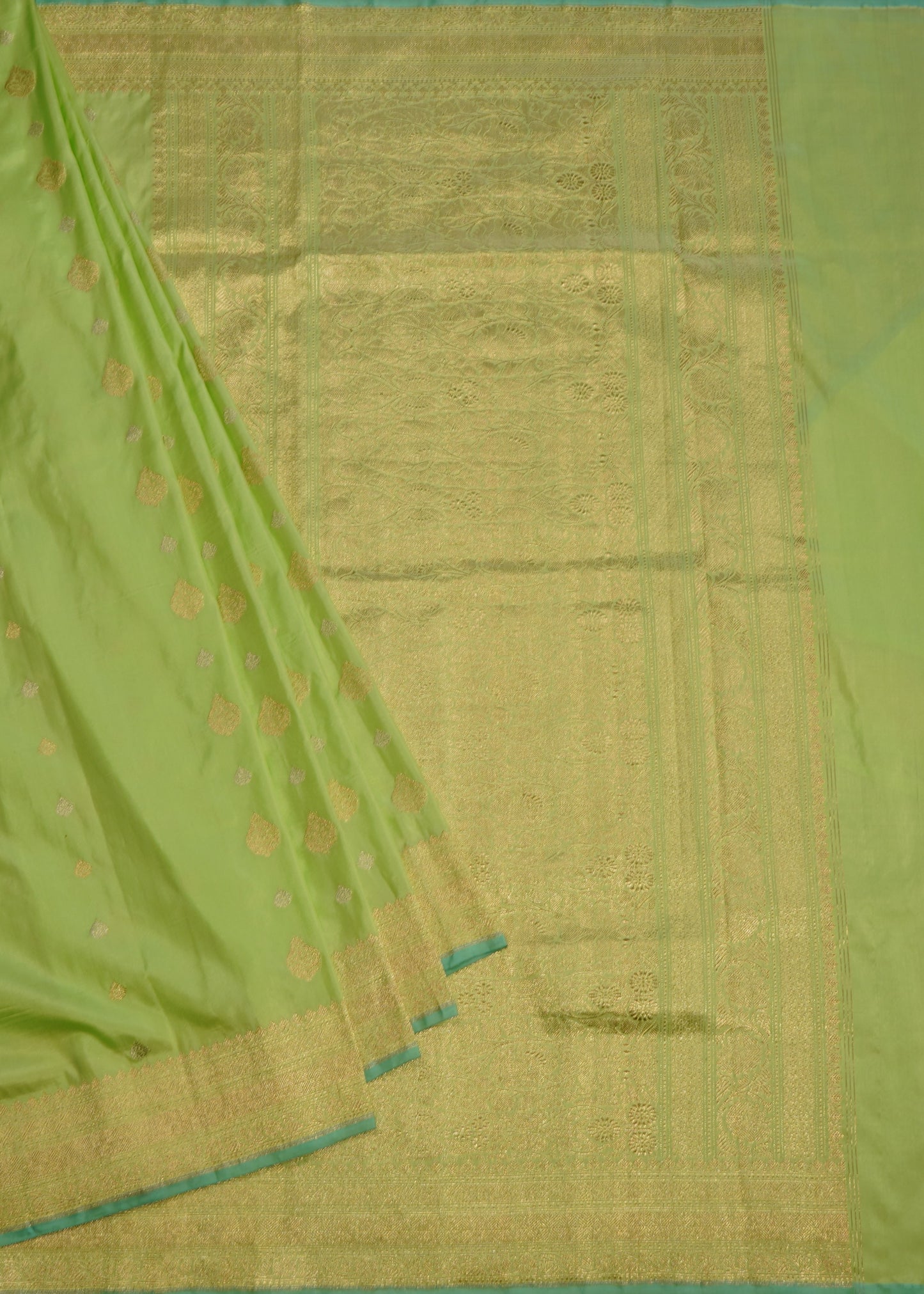 Parrot Green Banaras All over Zari Pure Silk Handloom Saree