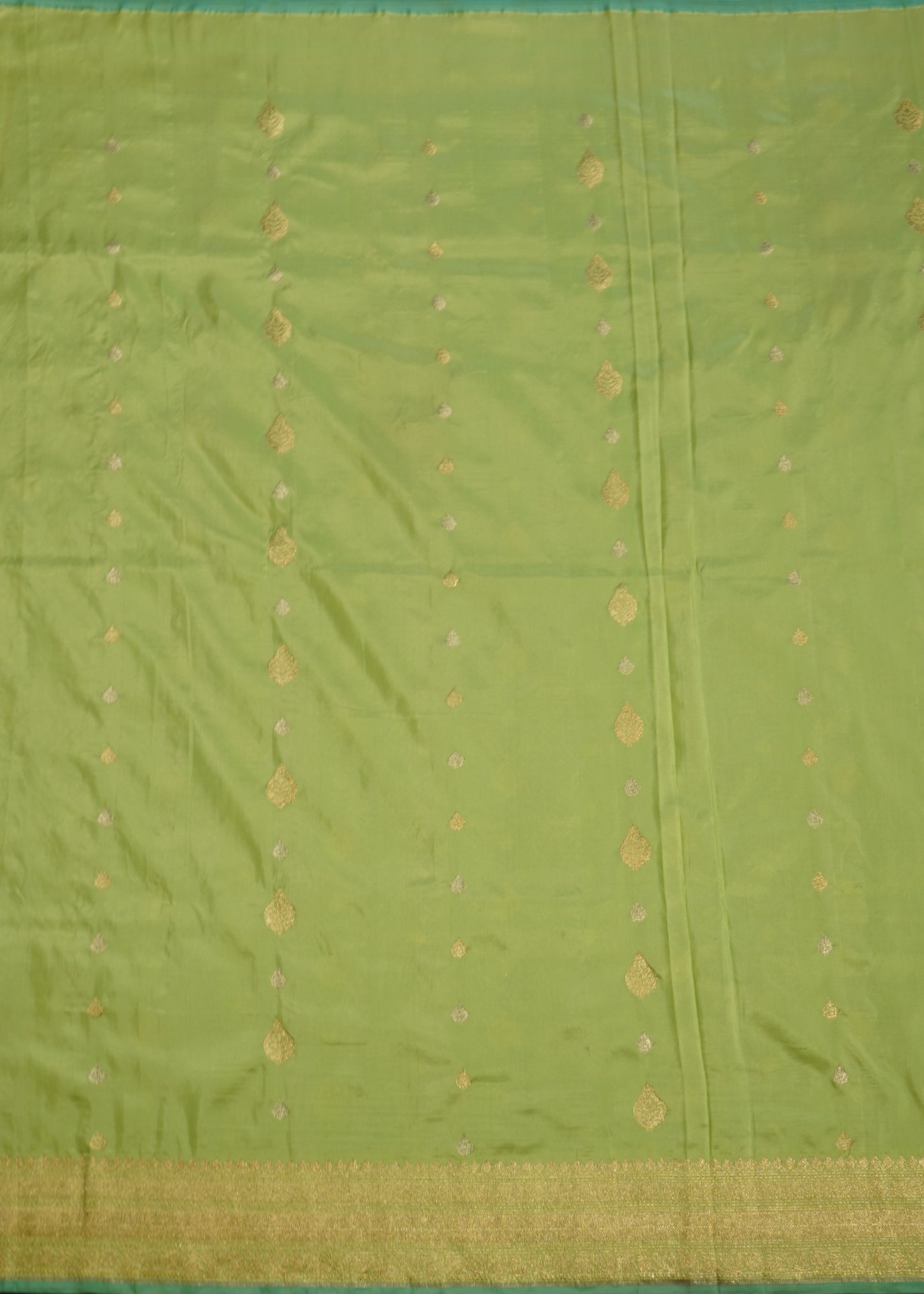 Parrot Green Banaras All over Zari Pure Silk Handloom Saree