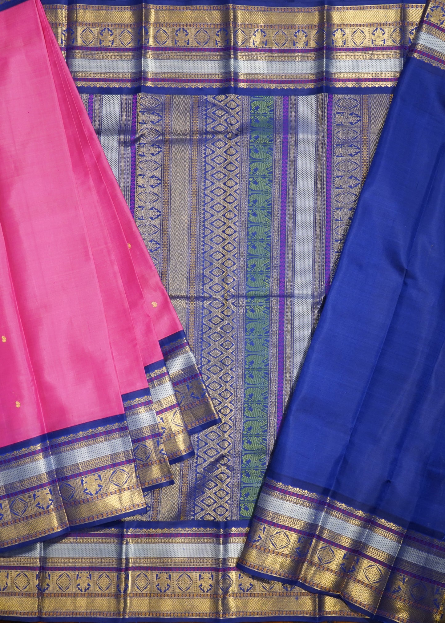 Pink Kanchi Zari Buti Pure Silk Handloom Saree