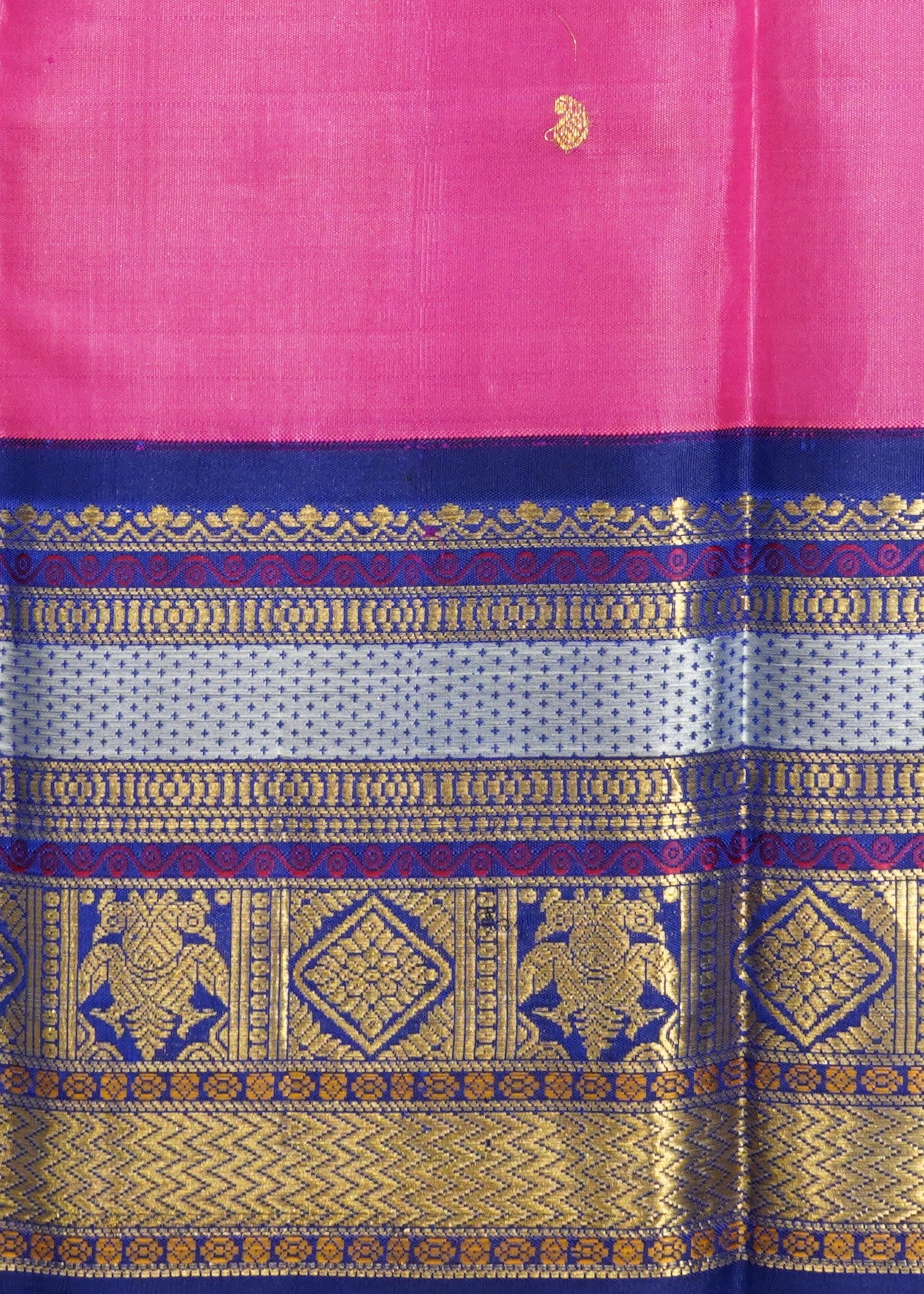 Pink Kanchi Zari Buti Pure Silk Handloom Saree