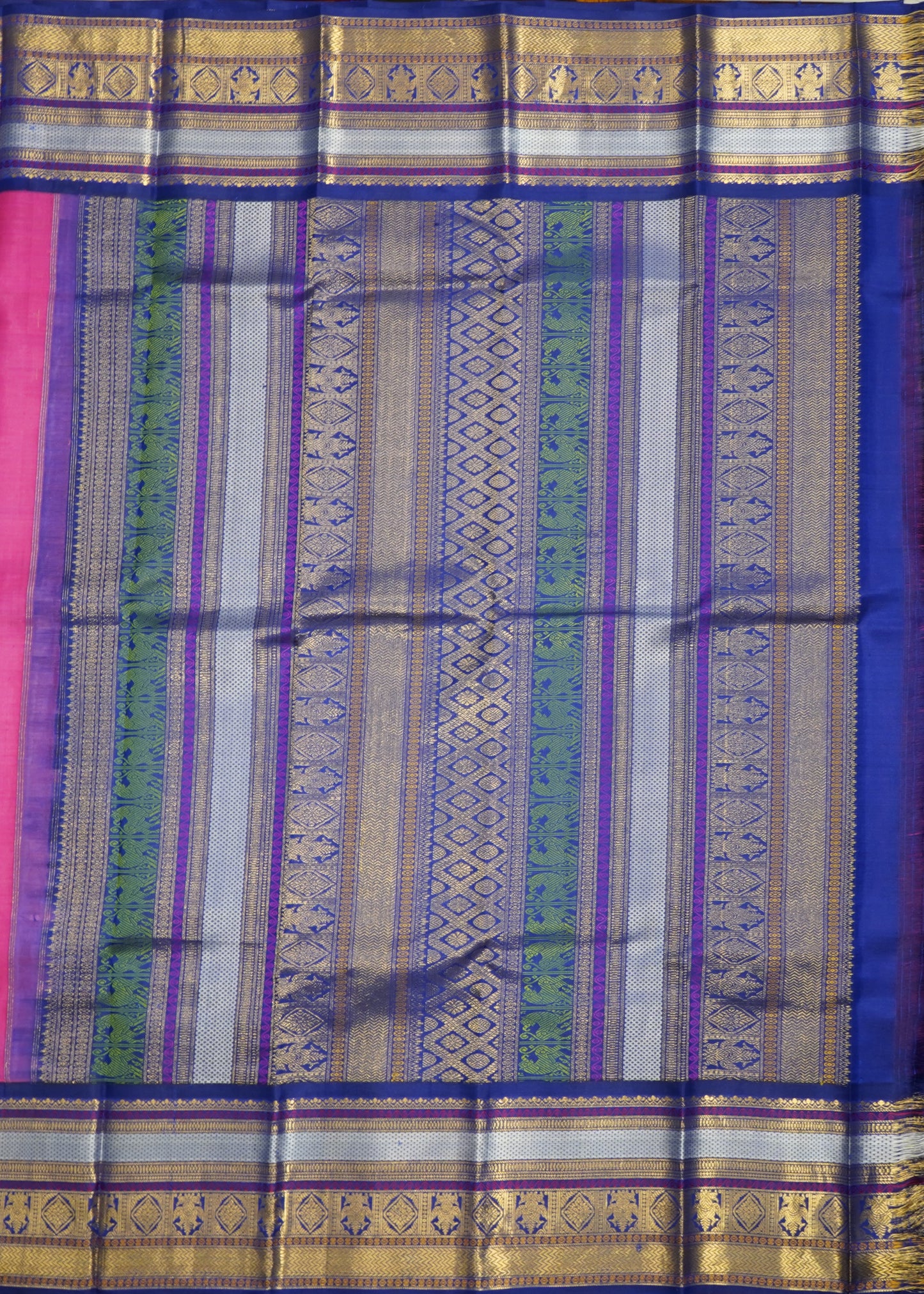 Pink Kanchi Zari Buti Pure Silk Handloom Saree