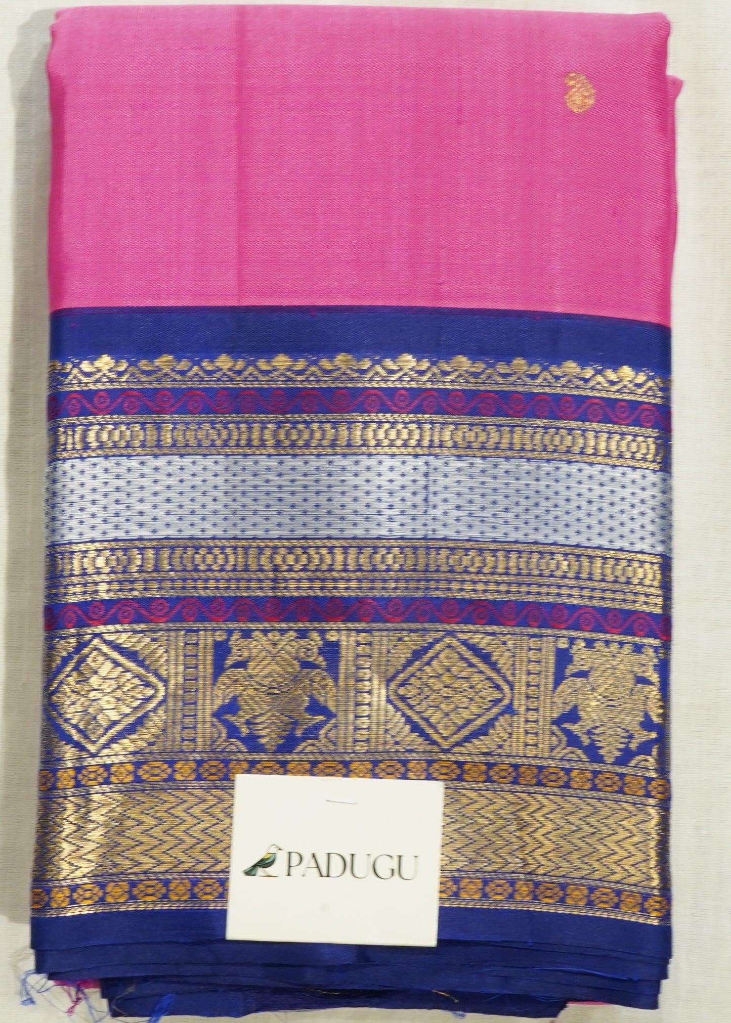 Pink Kanchi Zari Buti Pure Silk Handloom Saree