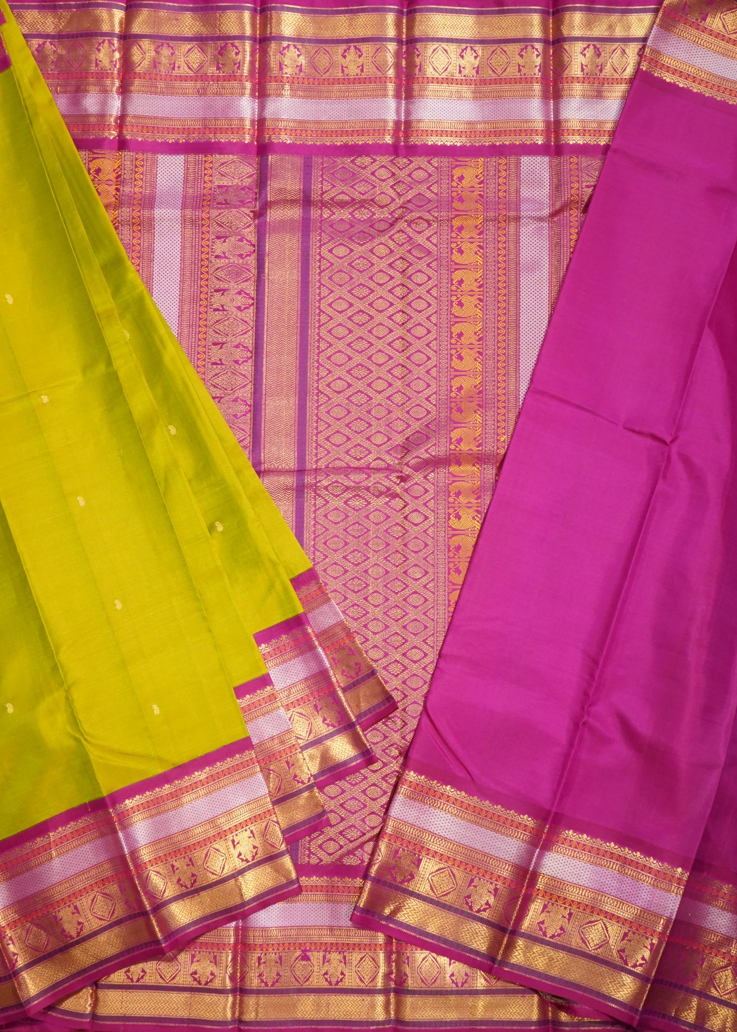 Light Green Kanchi Zari Buti Pure Silk Handloom Saree