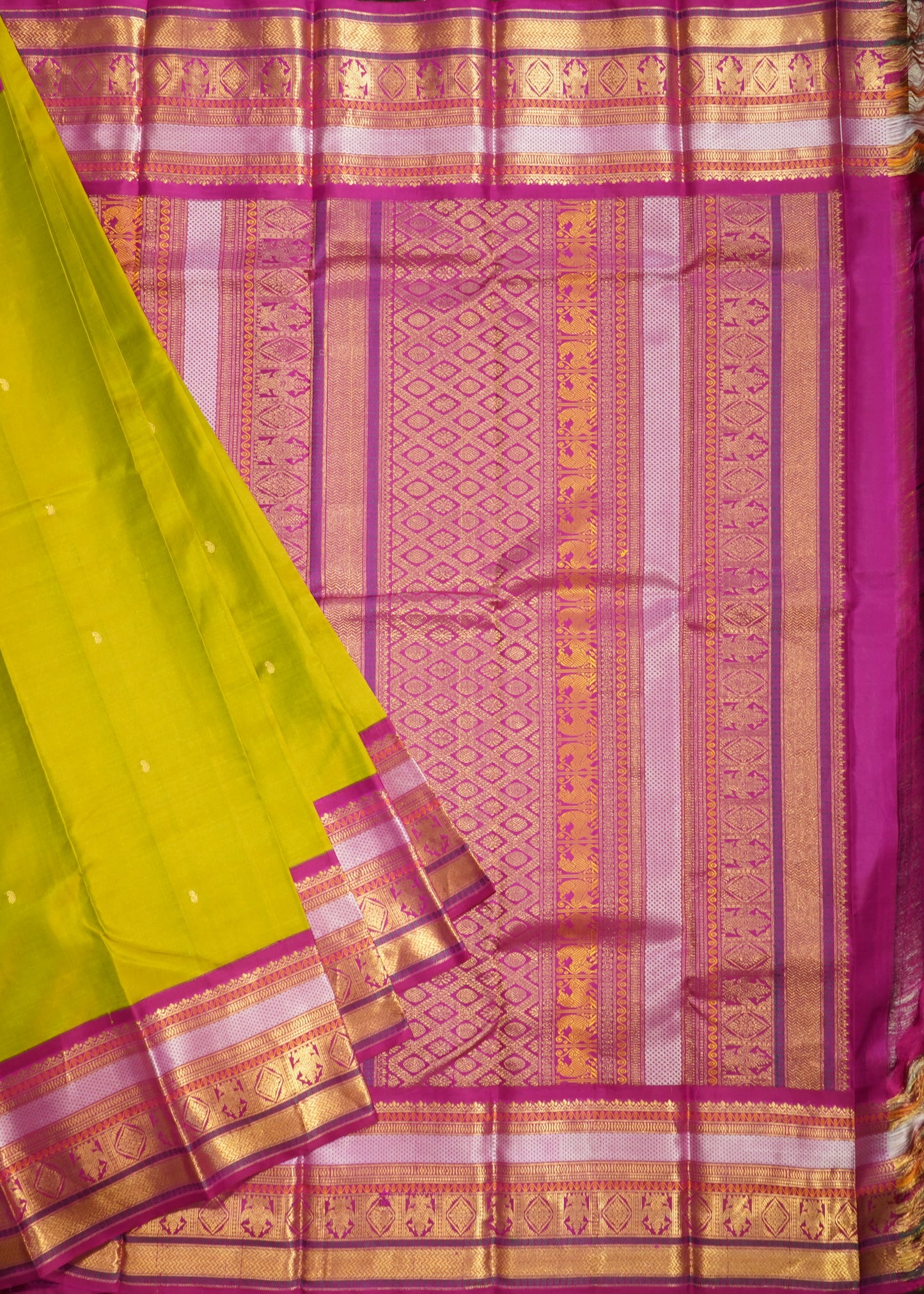 Light Green Kanchi Zari Buti Pure Silk Handloom Saree