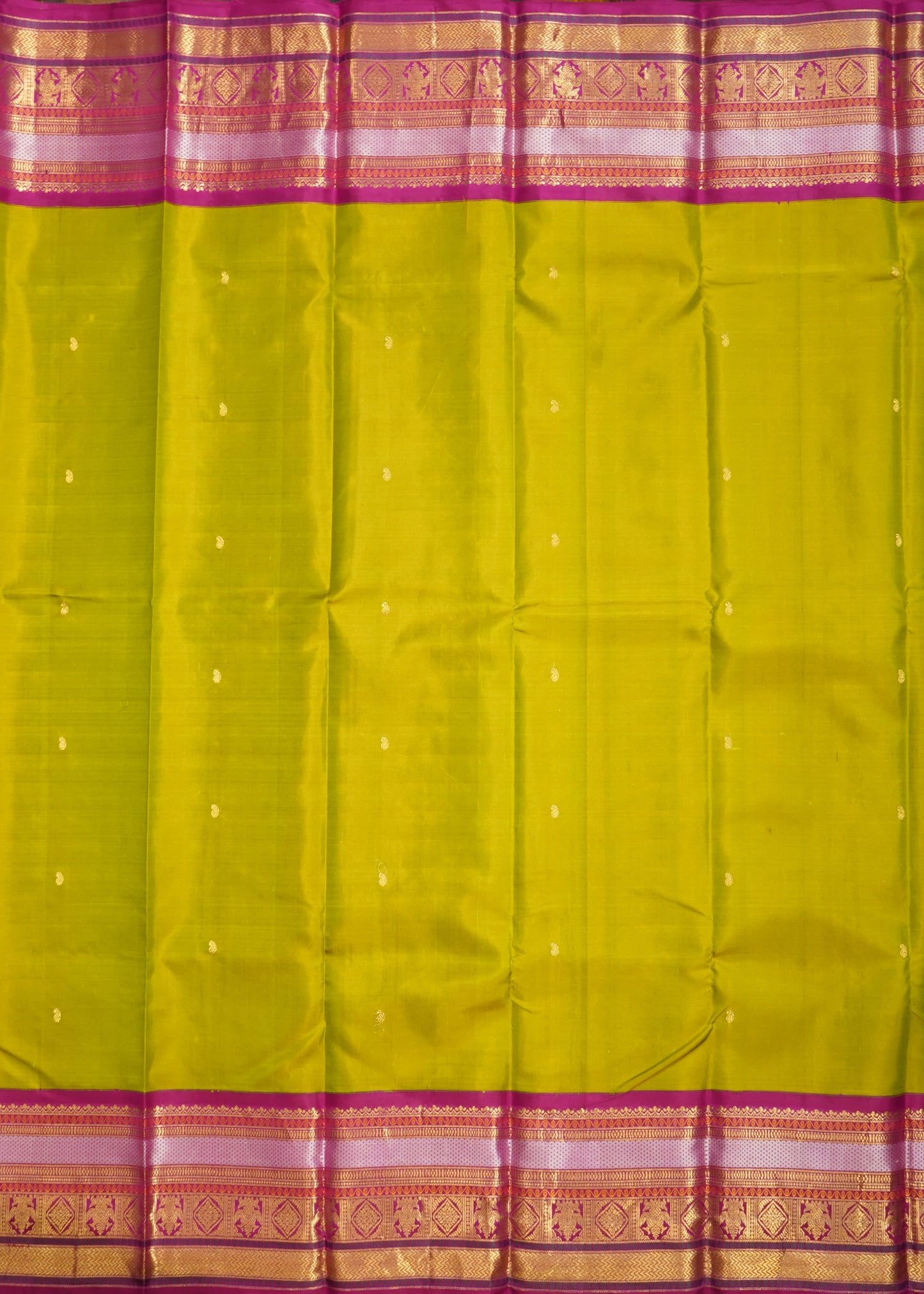 Light Green Kanchi Zari Buti Pure Silk Handloom Saree
