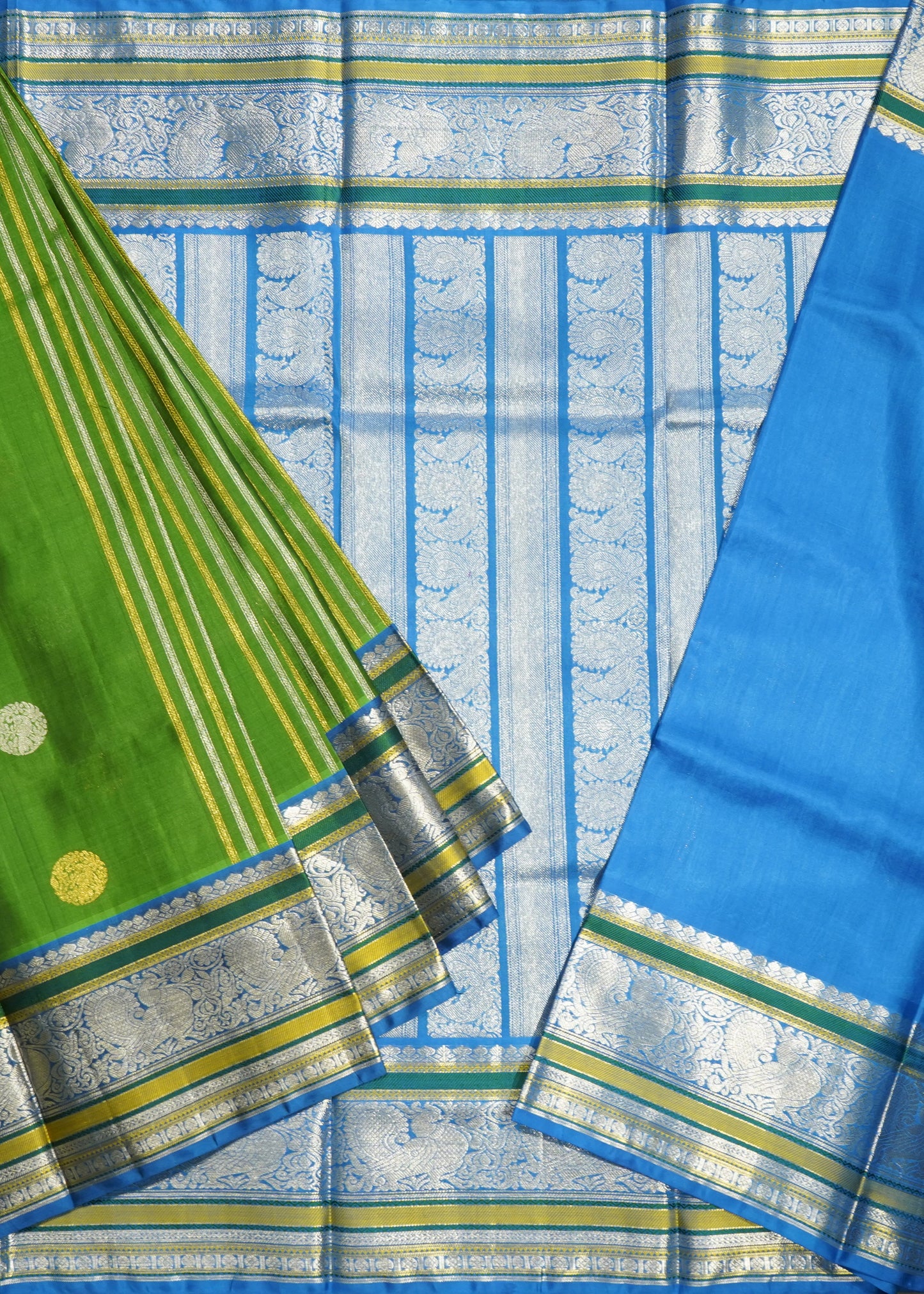 Green Venkatagiri Small Zari Buti Pure Silk Handloom Saree