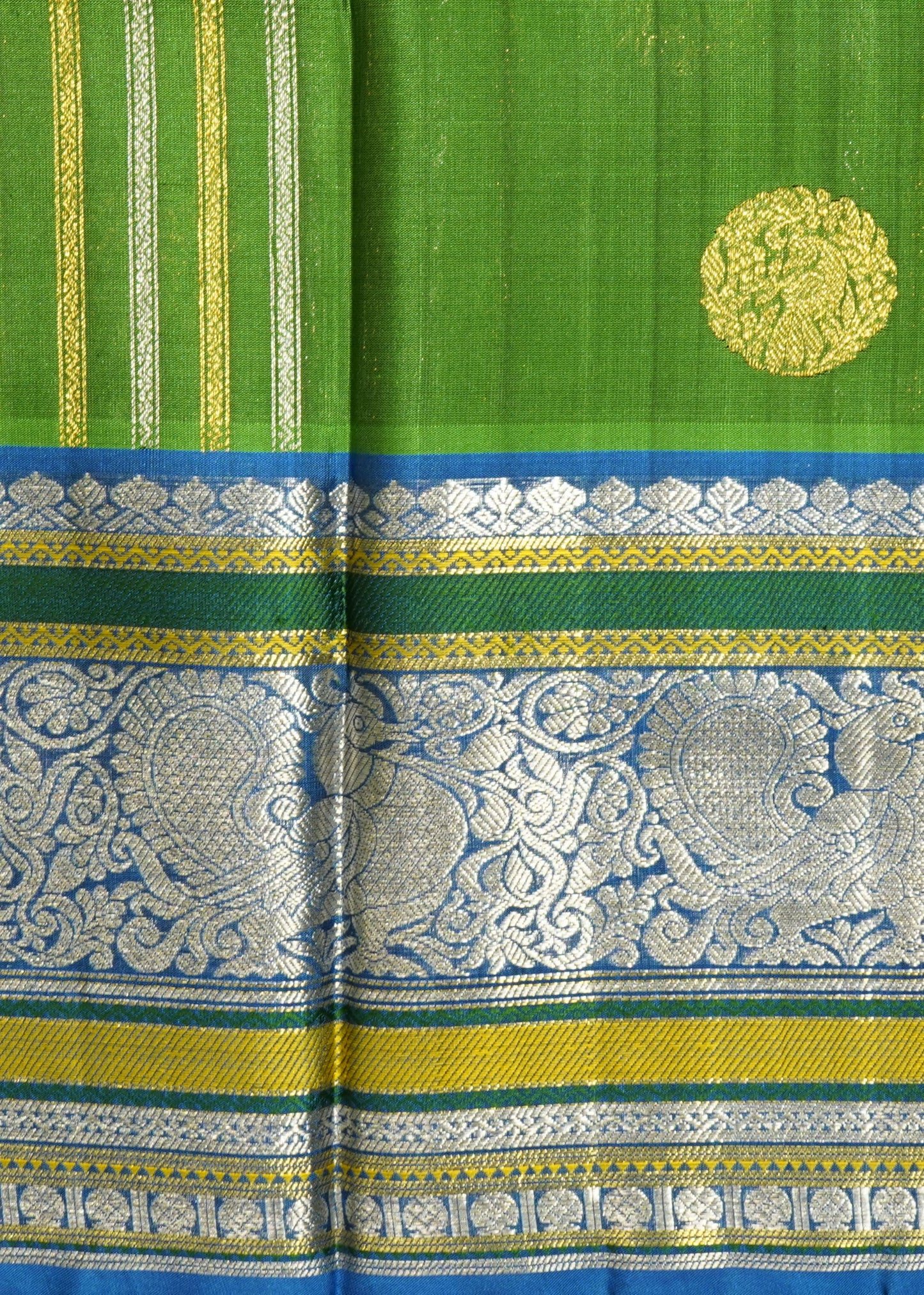 Green Venkatagiri Small Zari Buti Pure Silk Handloom Saree