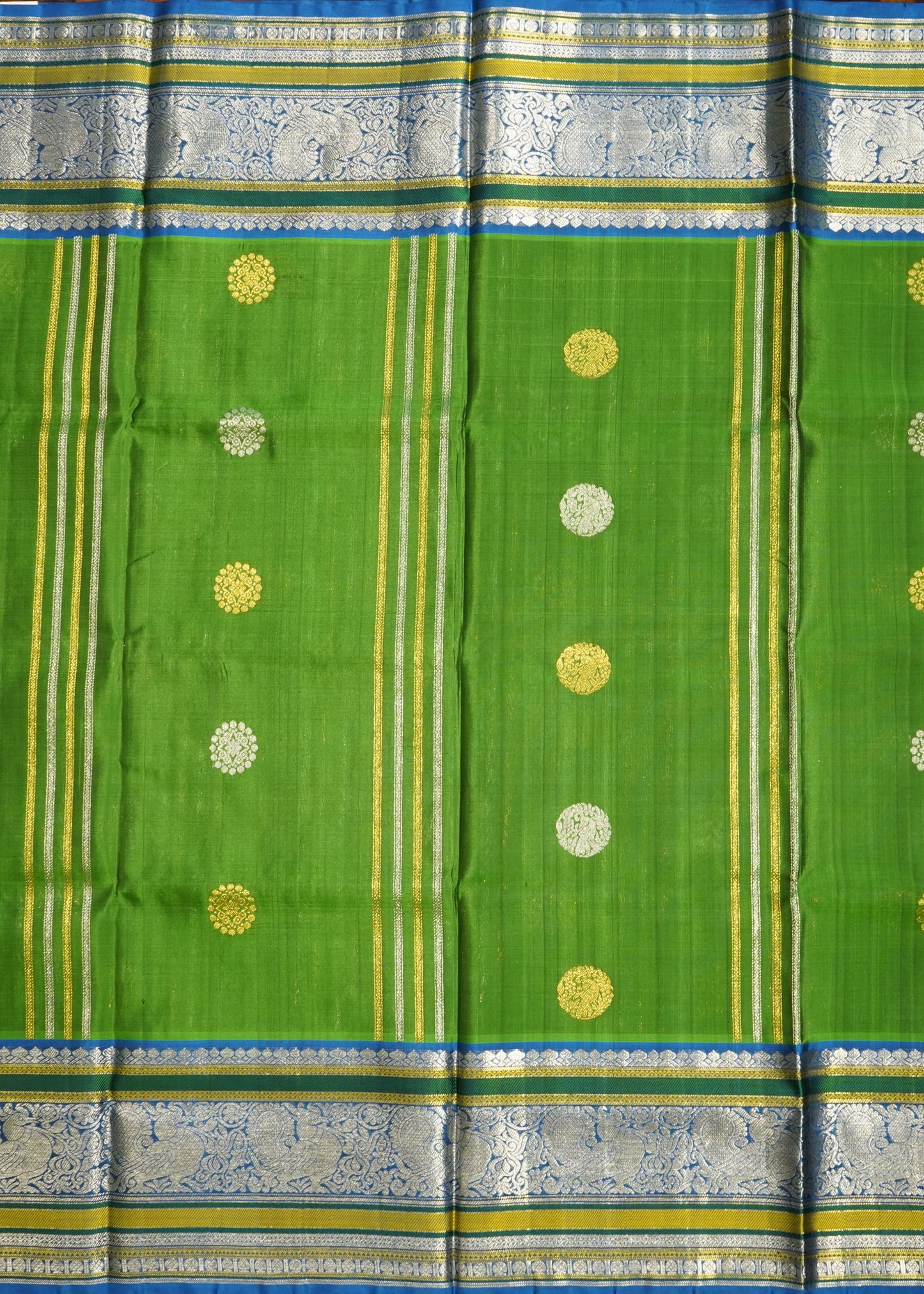 Green Venkatagiri Small Zari Buti Pure Silk Handloom Saree