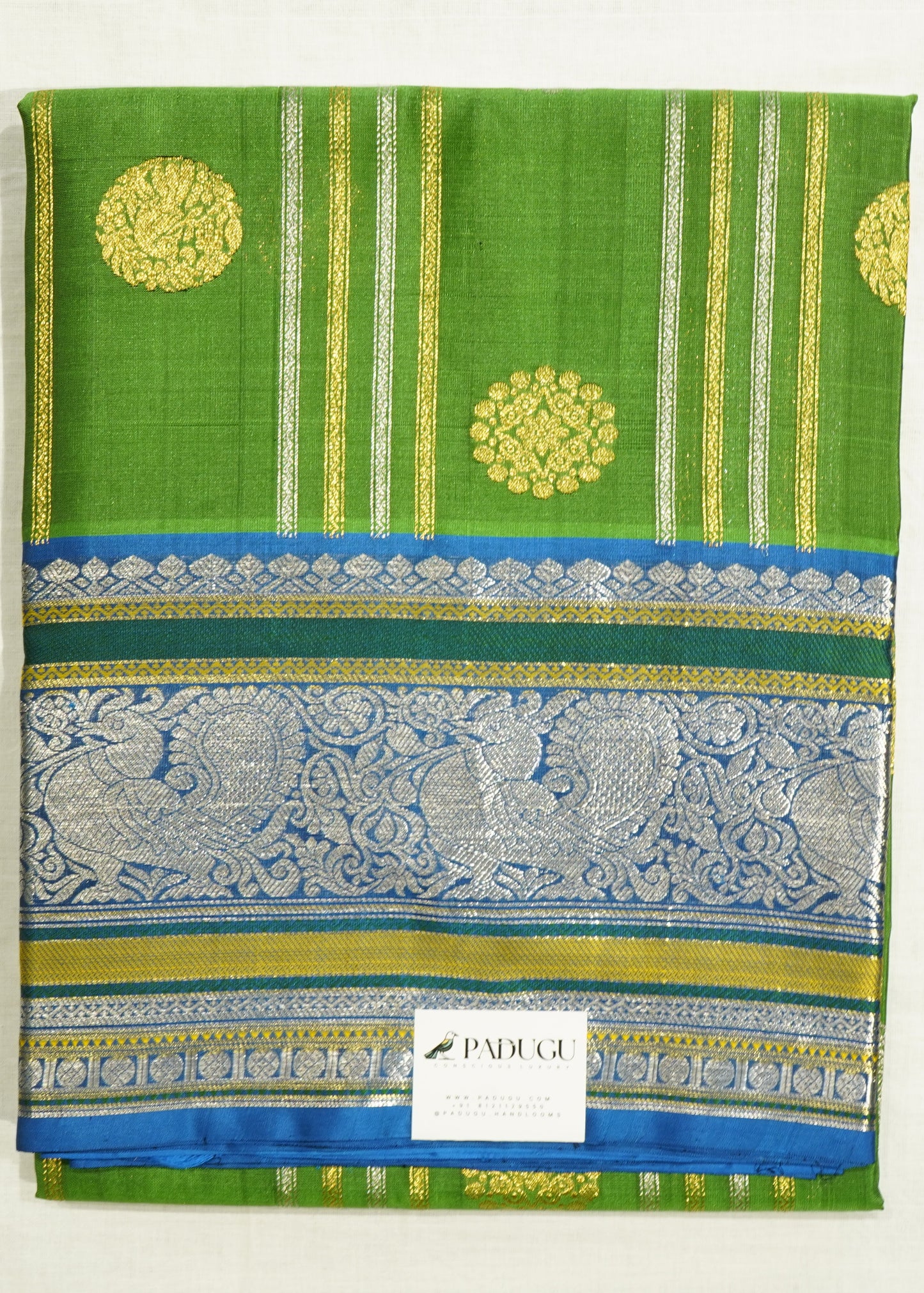 Green Venkatagiri Small Zari Buti Pure Silk Handloom Saree