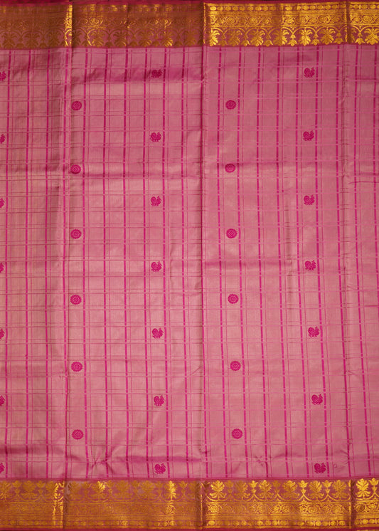 Pink Venkatagiri Checks Pure Silk Handloom Saree