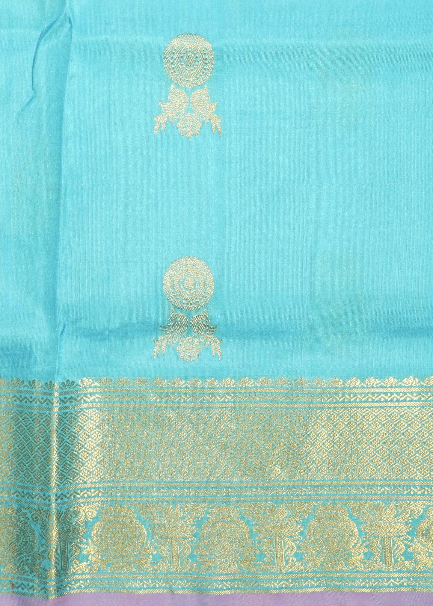 Light Blue Venkatagiri Small Zari Buti Pure Silk Handloom Saree