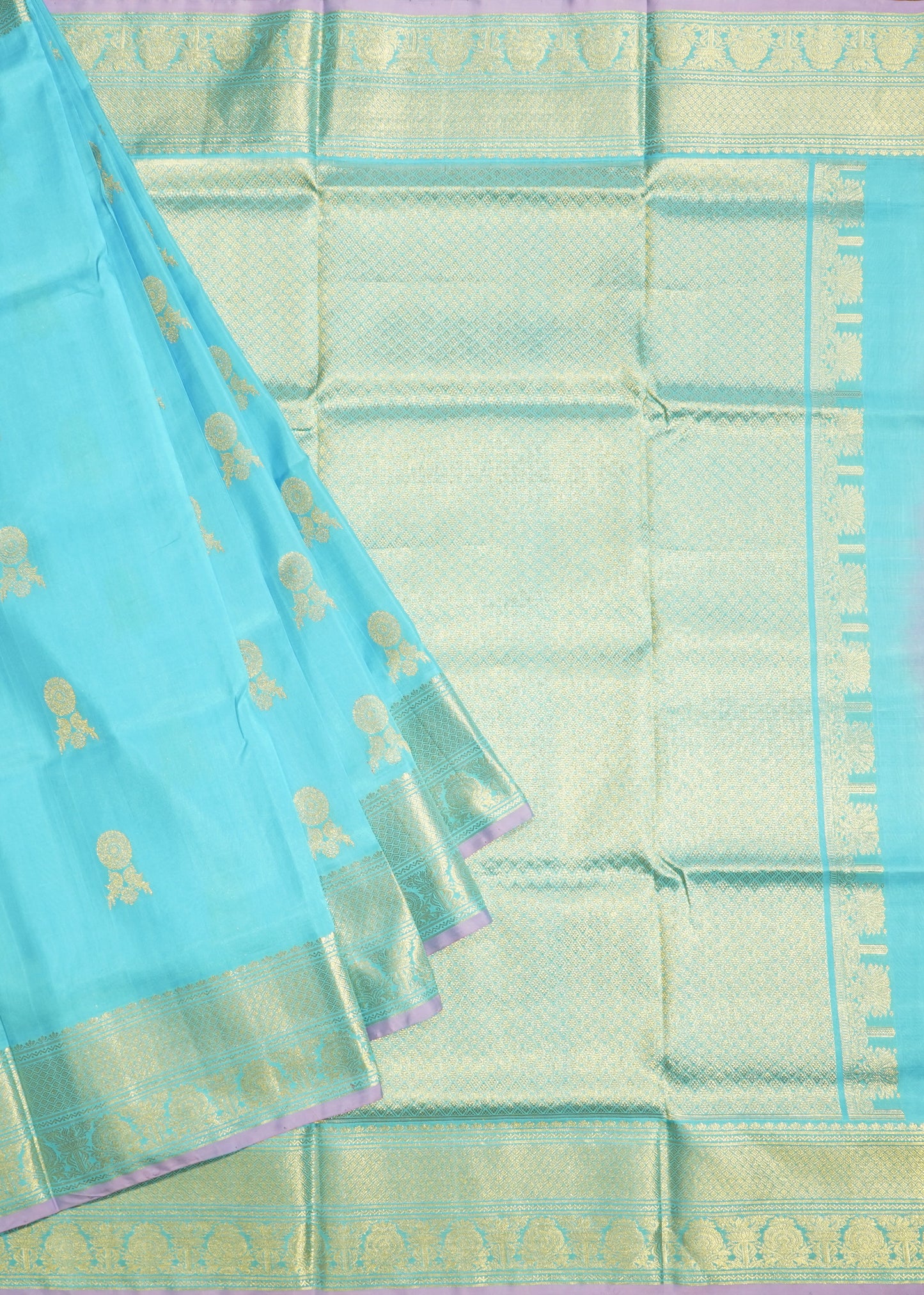 Light Blue Venkatagiri Small Zari Buti Pure Silk Handloom Saree