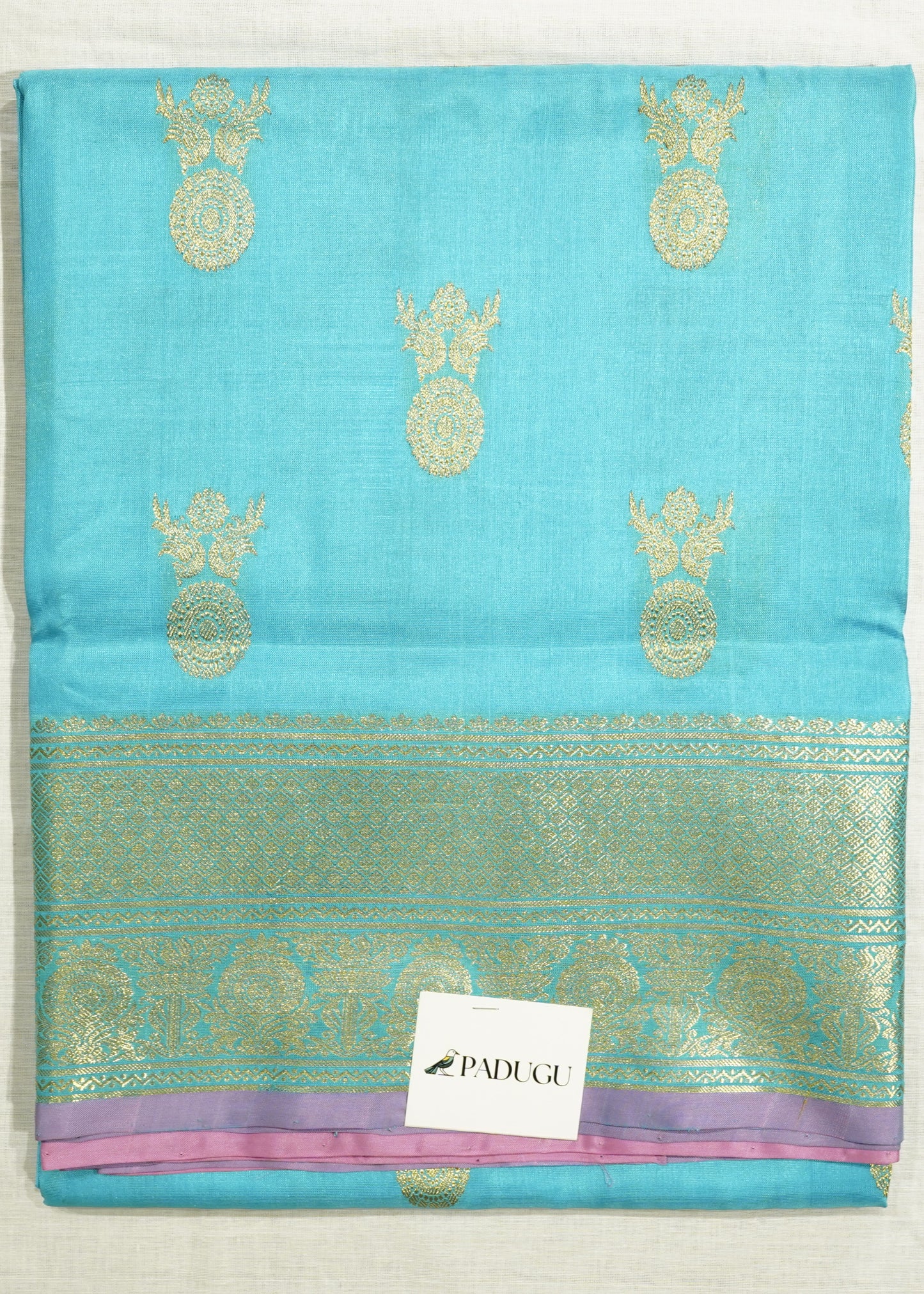 Light Blue Venkatagiri Small Zari Buti Pure Silk Handloom Saree