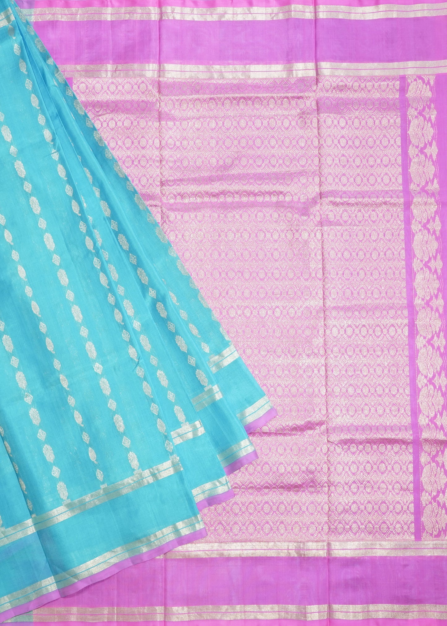 Blue Venkatagiri Zari Buti Pure Silk Handloom Saree