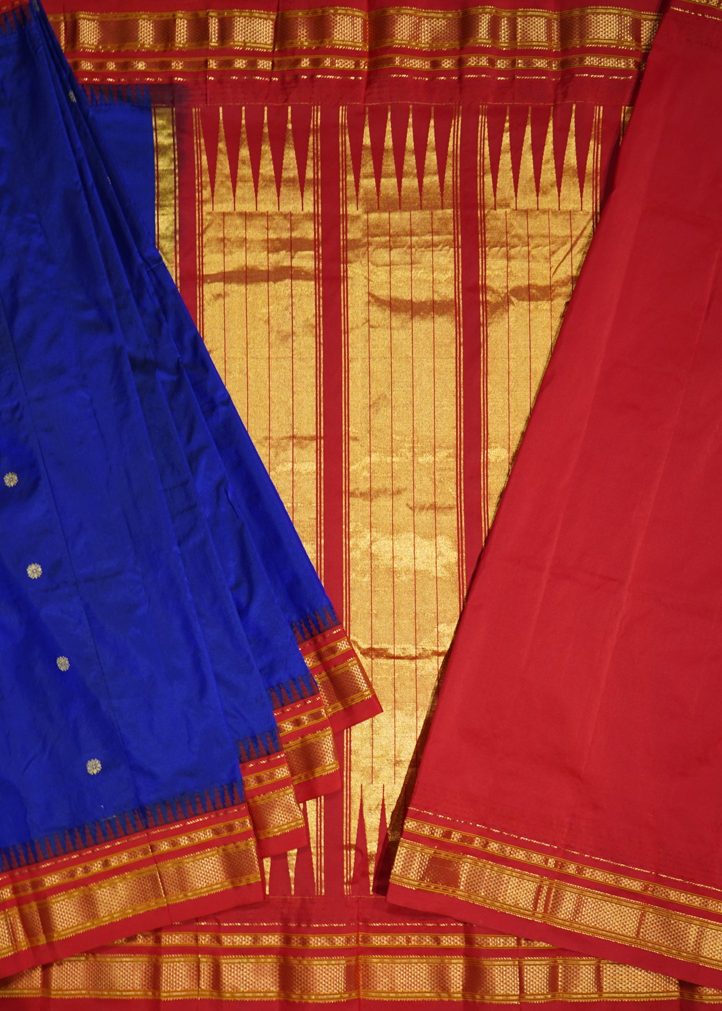 Dark Blue Narayanpet Zari buti Pure Silk Handloom Saree