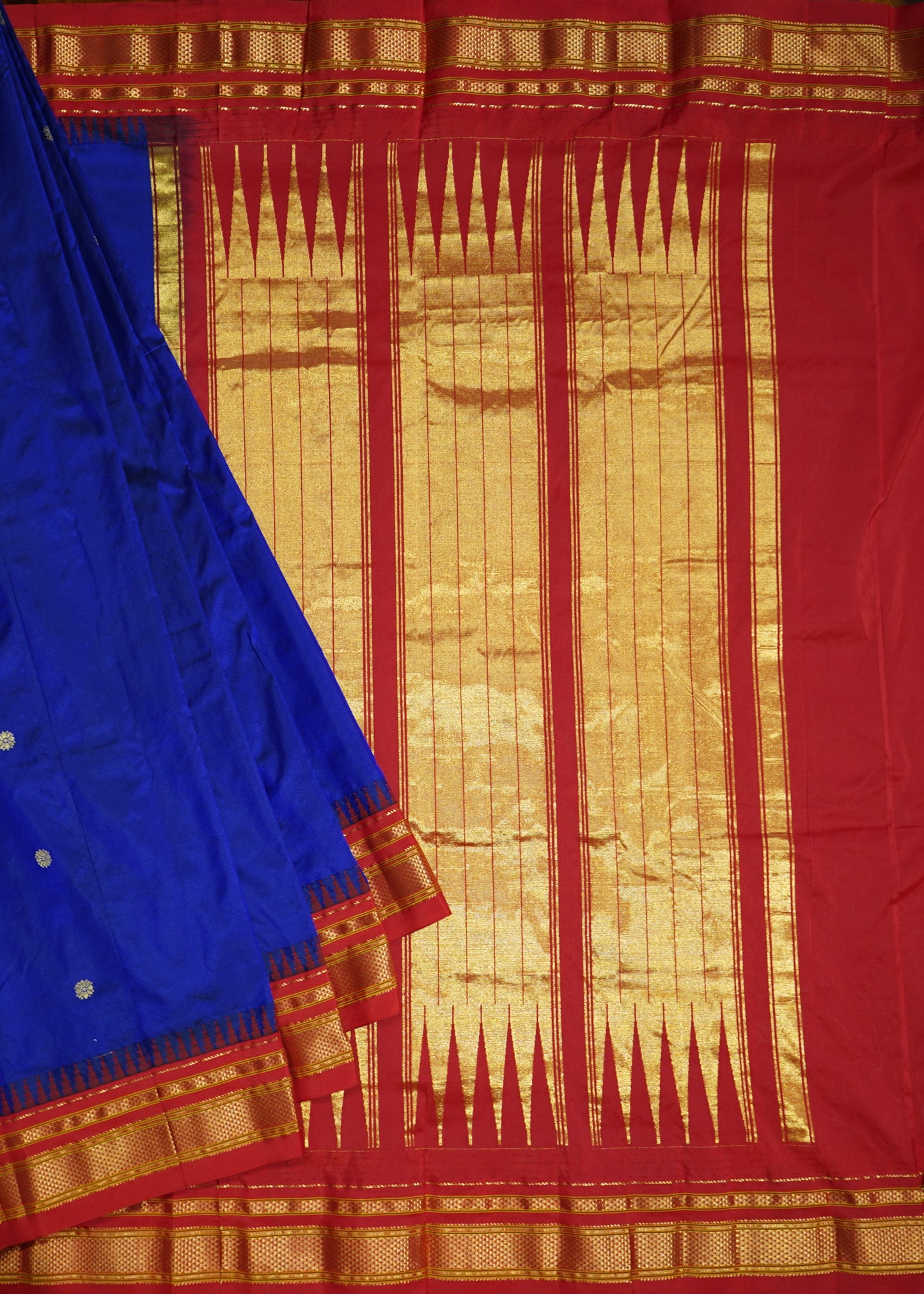 Dark Blue Narayanpet Zari buti Pure Silk Handloom Saree